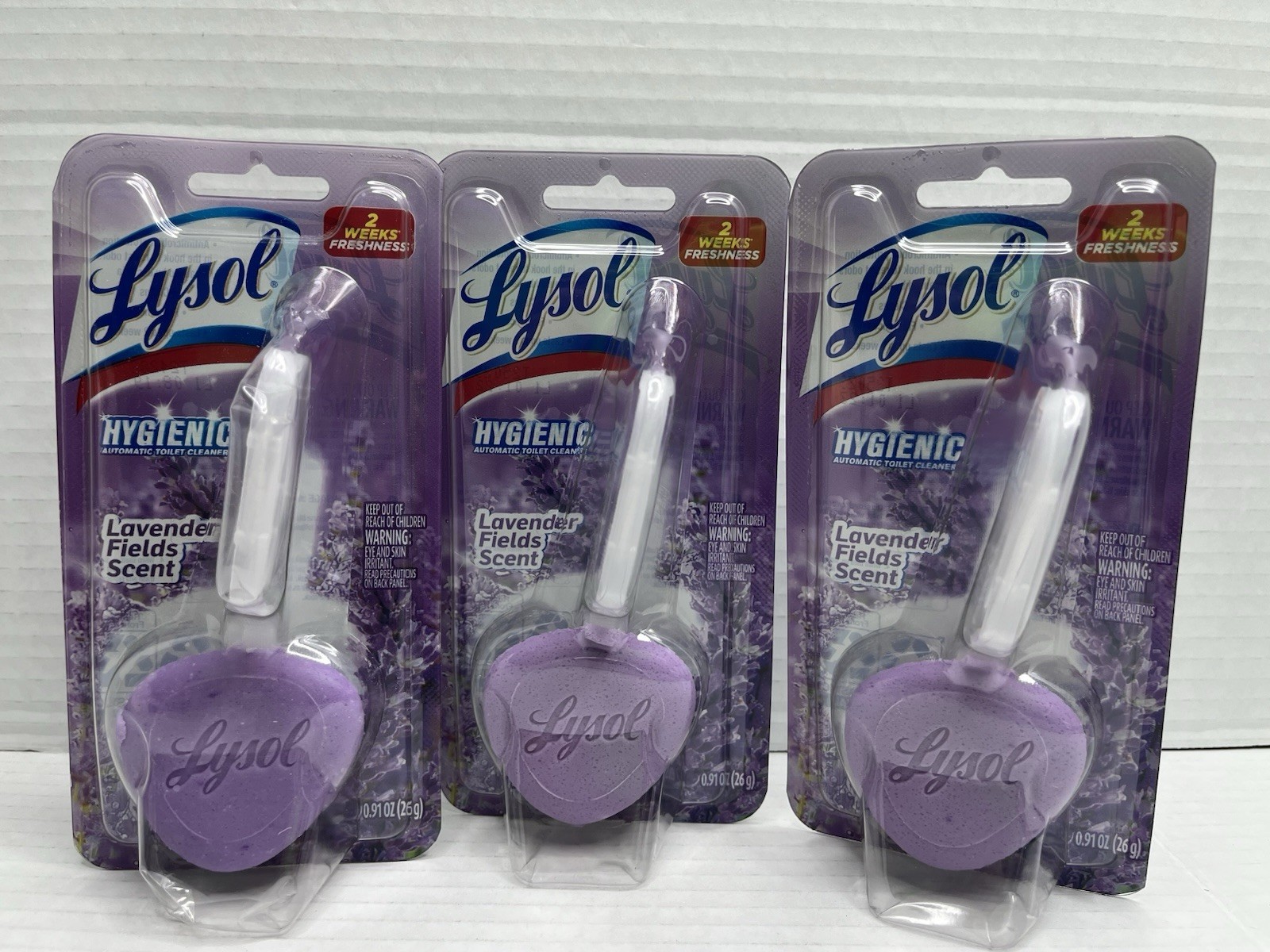 3 Pk Lysol Hygienic Lavender Field Scent Automatic Toilet Cleaner Purple Clip On