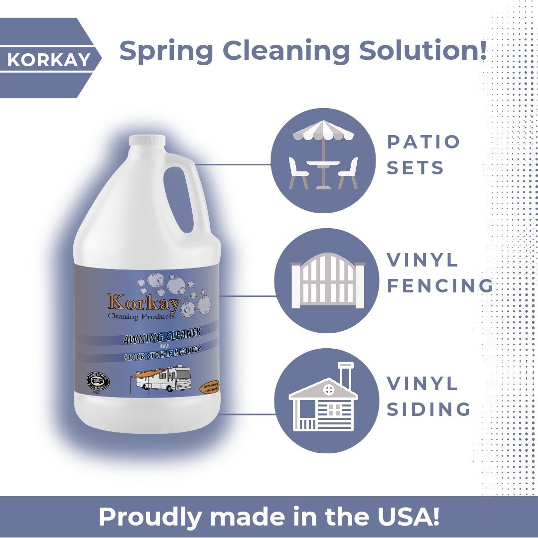 Korkay Awning Cleaner and Black Streak Remover #196 RVs Vinyl Patio Fence