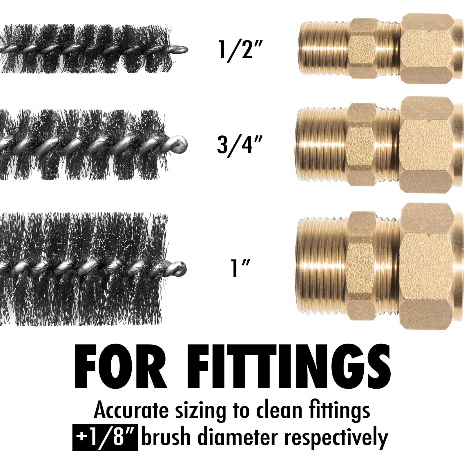 6pcs Copper Tube Pipe Cleaner for Fittings, 1/2” 3/4” 1” Pipe Cleaning Brush …