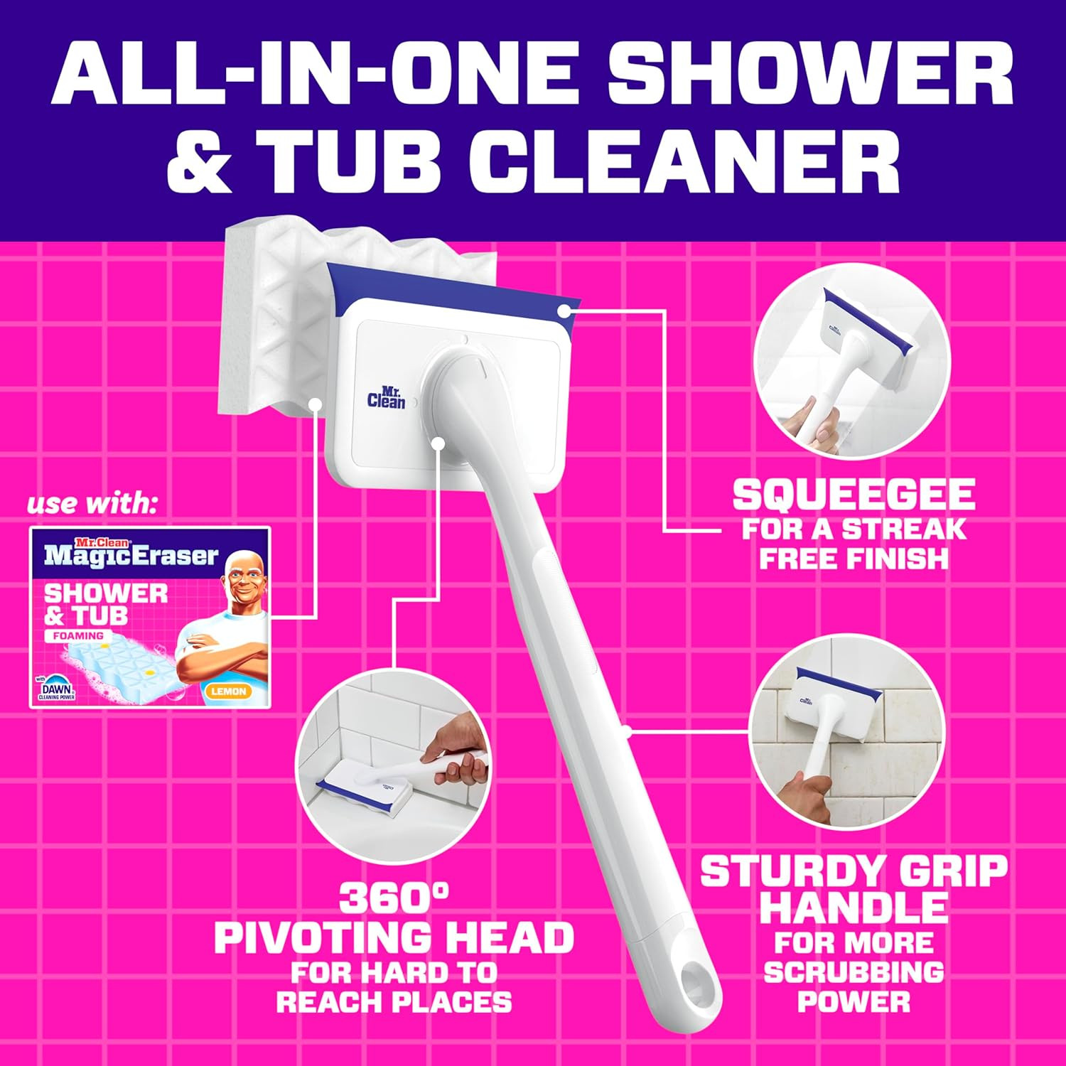 All-in-One Magic Eraser Bathroom Cleaner Kit with Lemon Freshness