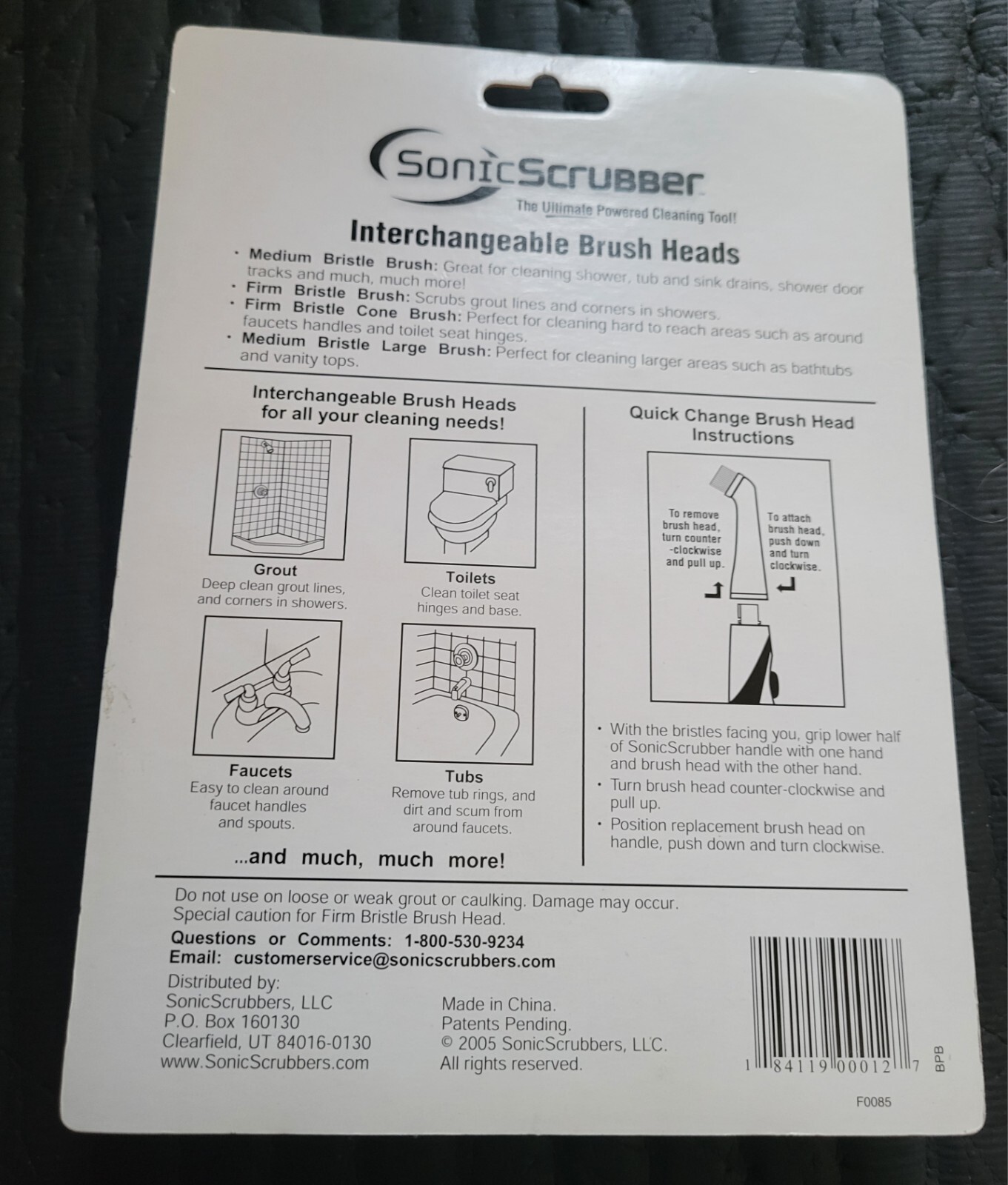 Sonic Scrubber Bathroom Tool Power Cleaner Plus + Interchangeable Brush Packs