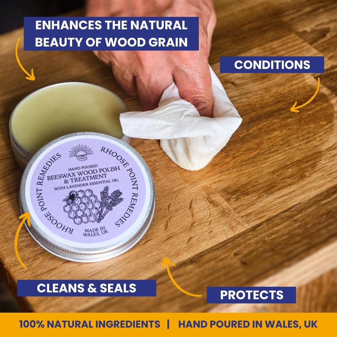 Beeswax Furniture Polish & Conditioner – Lavender 3.4oz, Enhances & Protects Woo