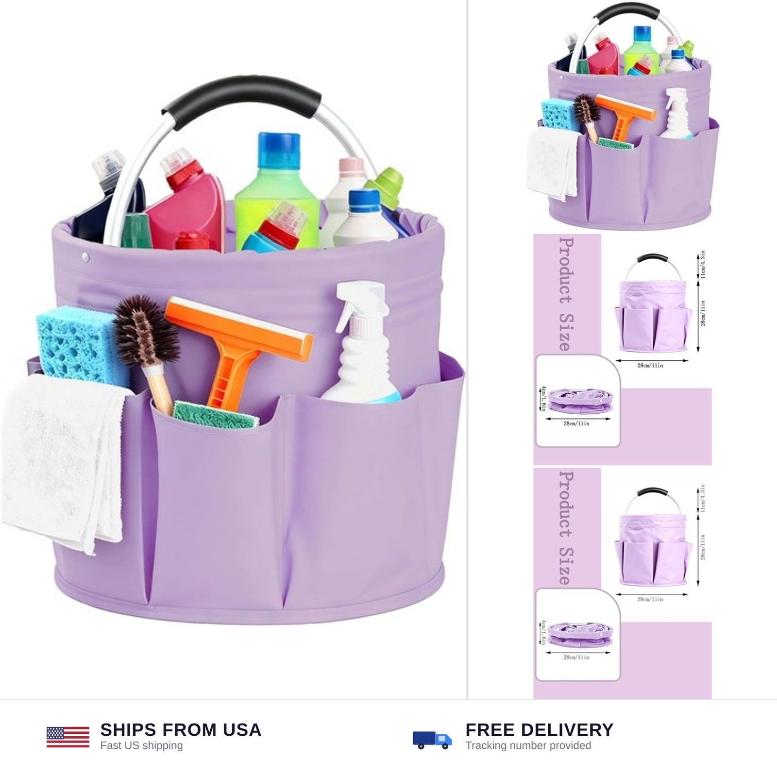 Cleaning Caddy with Handle, Cleaning Products Organiser, Foldable Storage Bas…