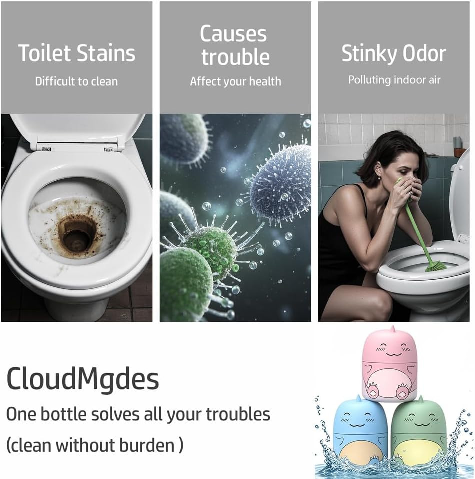 Cute Dinosaur-Shaped Toilet Bowl Cleaner Bottle, Bathroom Toilet Tank Cleaner wi