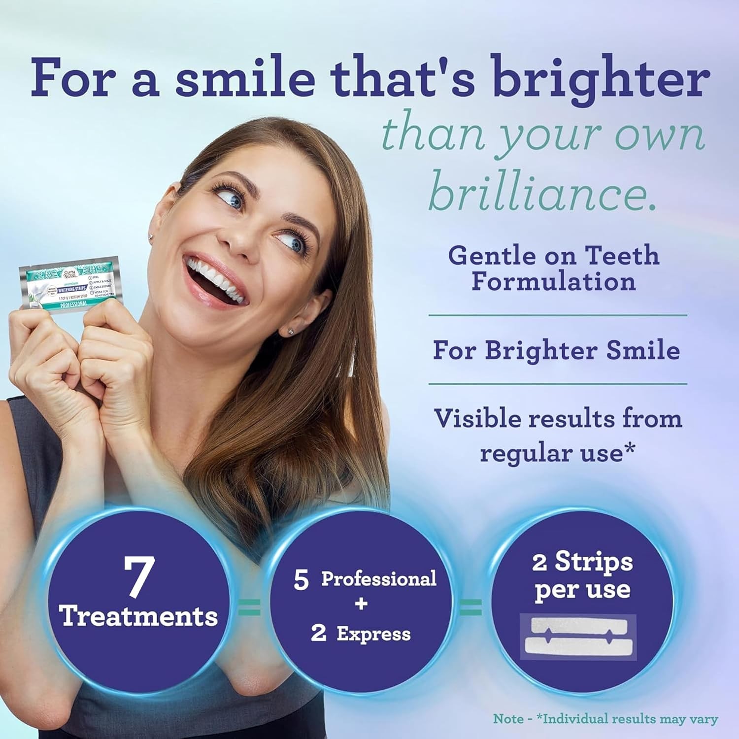 Share GuruNanda Teeth Whitening Strips – 7-Day Treatment with Non-Slip, Dry Stri