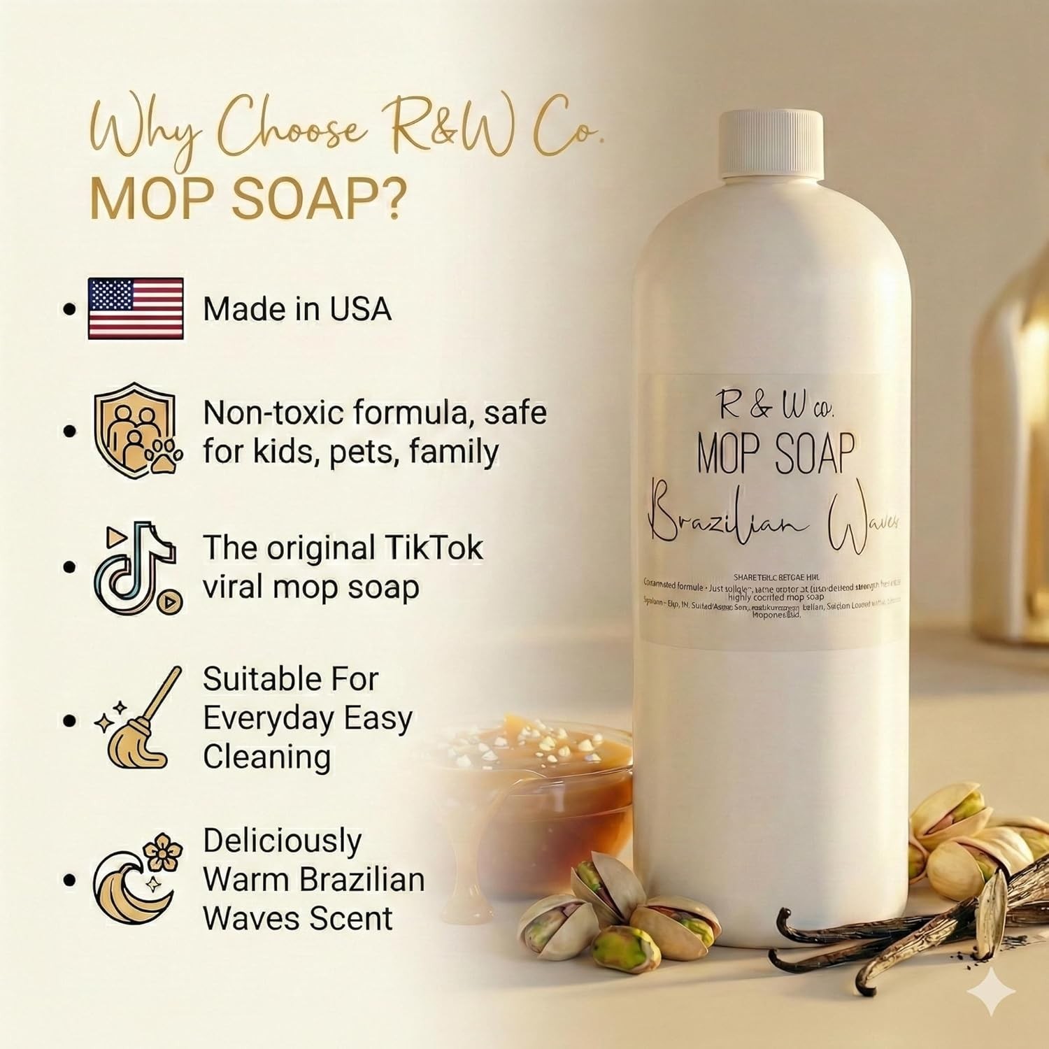 R&W CO. 32 oz Mop Soap Brazilian Waves Scented, Gentle Floor Cleaner for al…