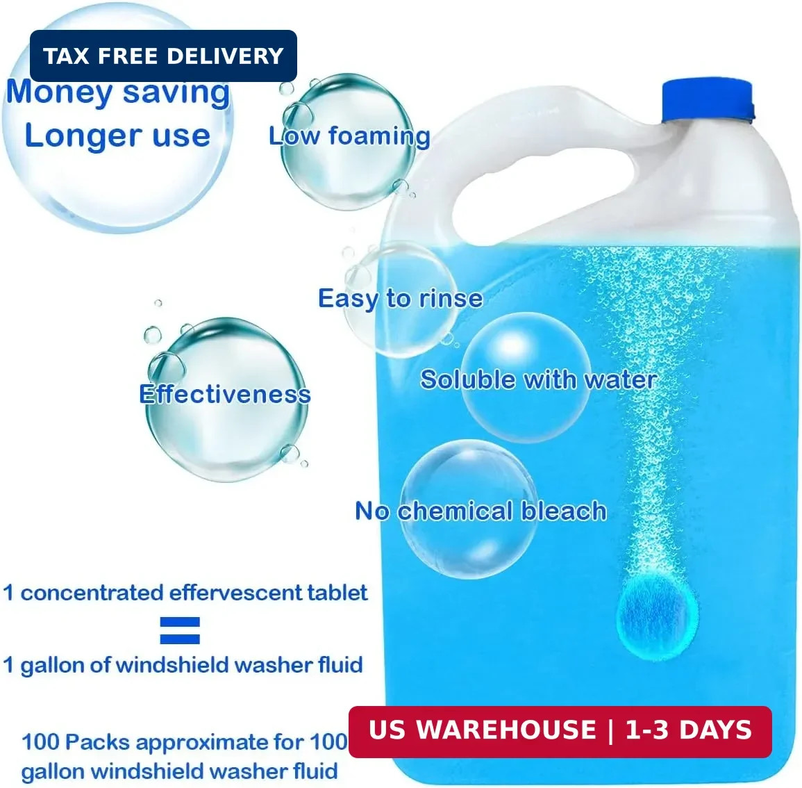 100 Pieces Car windshield washer fluid Concentrated Clean Tablets,New Formula wi