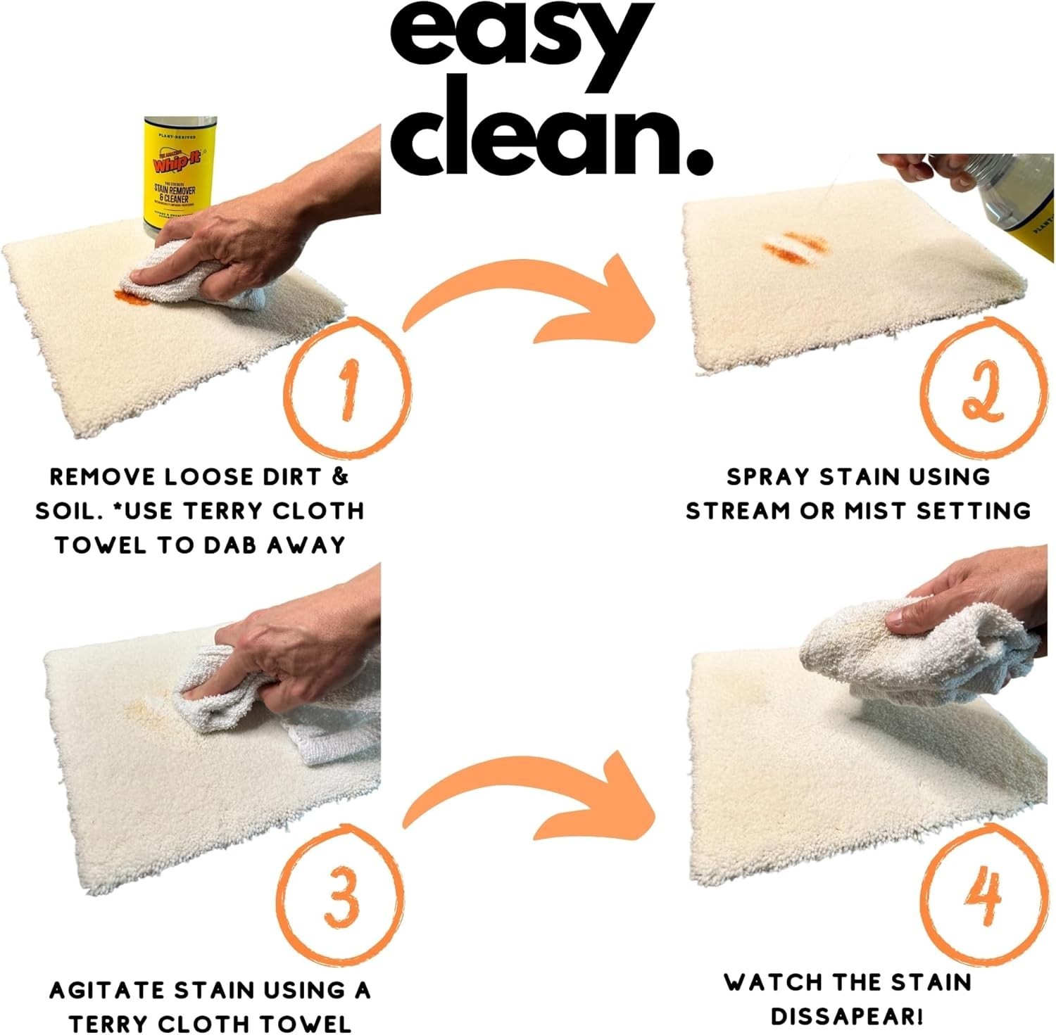 Whip-It Stain Remover and Concentrate Kit, 2-32oz Concentrates & 1-32 OZ Pro …