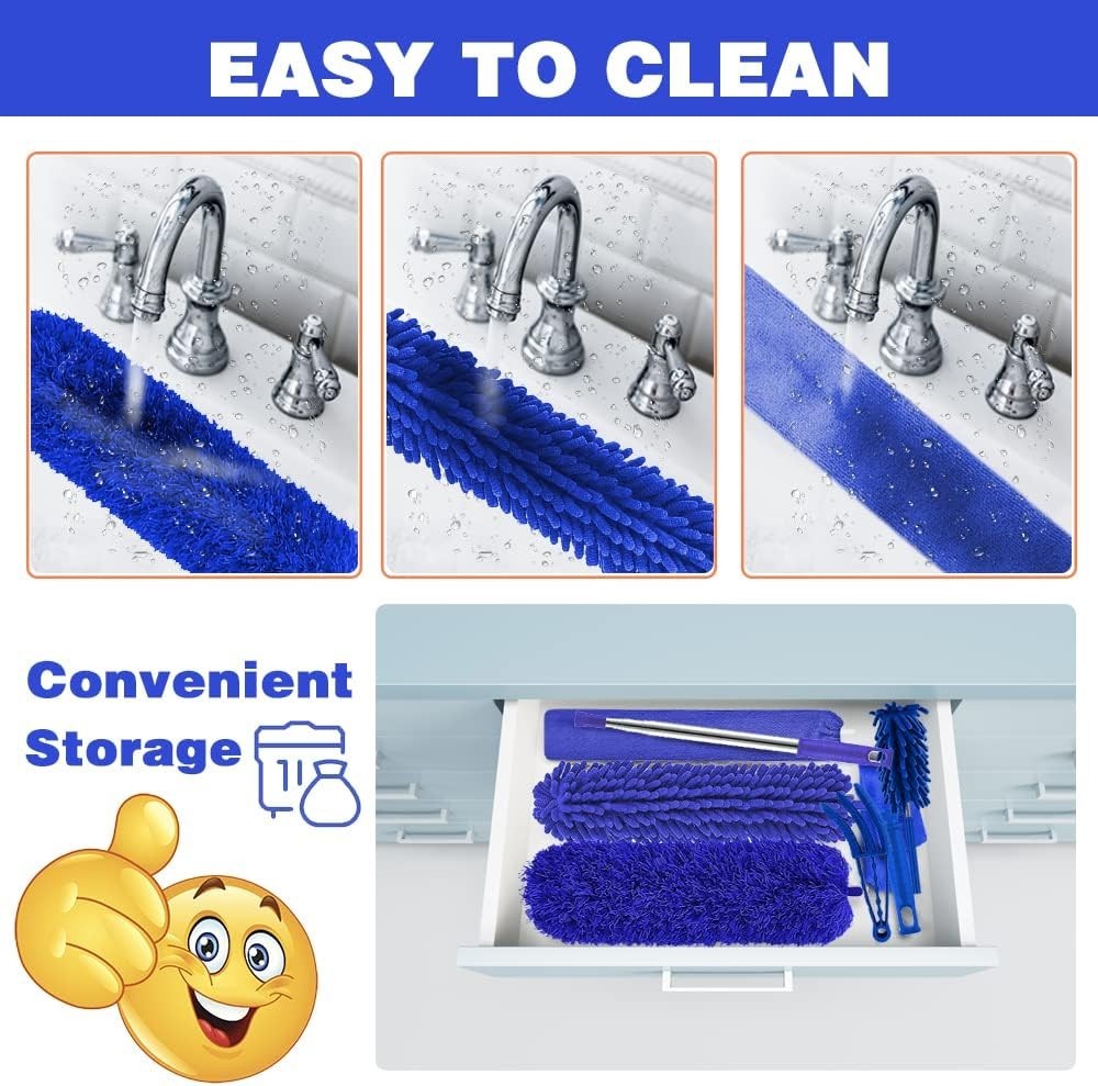 Washable Microfiber Duster with Detachable Head – 8PCS for Versatile Use