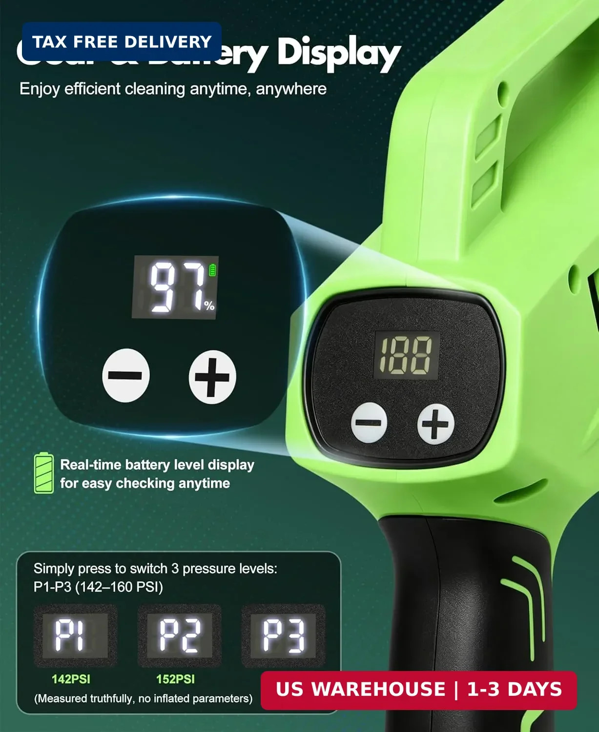 DeeprClean Cordless Car Washer with 6-in-1 Nozzle, Portable Vehicle Cleaning Too