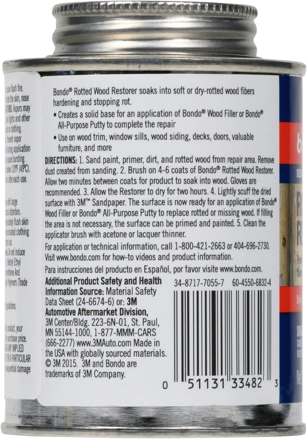 8 oz Bondo Rotted Wood Restorer – Quick Drying, Stainable & Paintable Formula