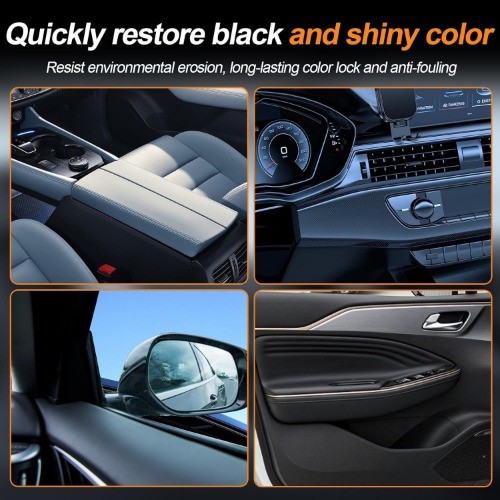 100ML Car Plastic Restorer Black, Black Trim Restorer Automotive with Sponge, Re
