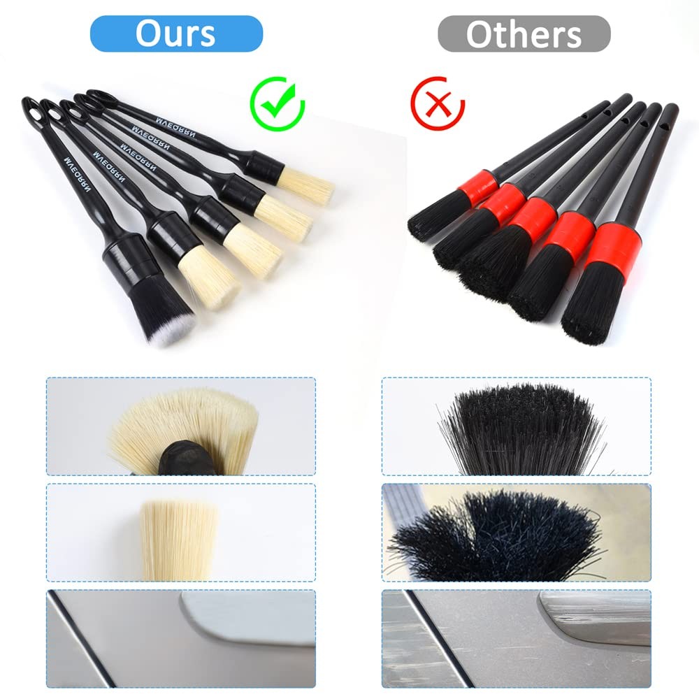 Boars Hair Ultra Soft Detailing Brushes Set, 4 Pcs Premium Natural Boars Bristle
