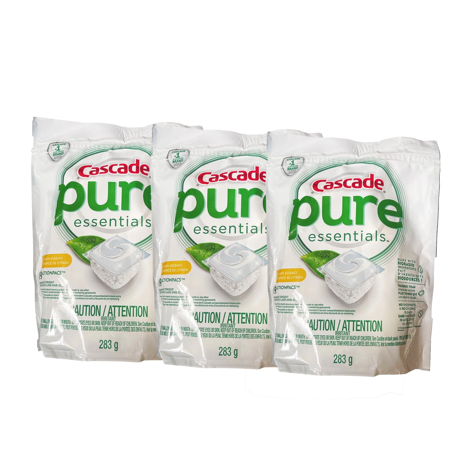 CASCADE-PURE ESSENTIALS-DISHWASHERPODS- 19 PER PACK-LOT OF 3 PACKS=57 PACS!!!