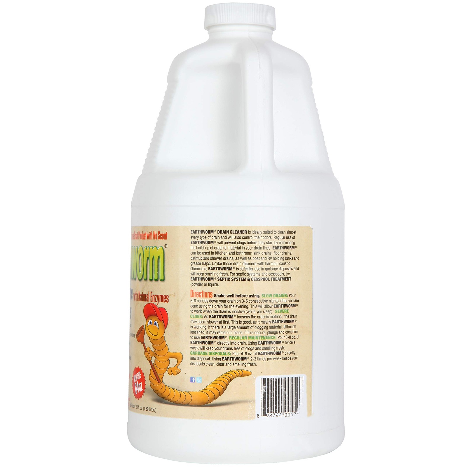 Earthworm Fragrance Free Drain Cleaner – Drain Opener – Natural Enzymes Envir…
