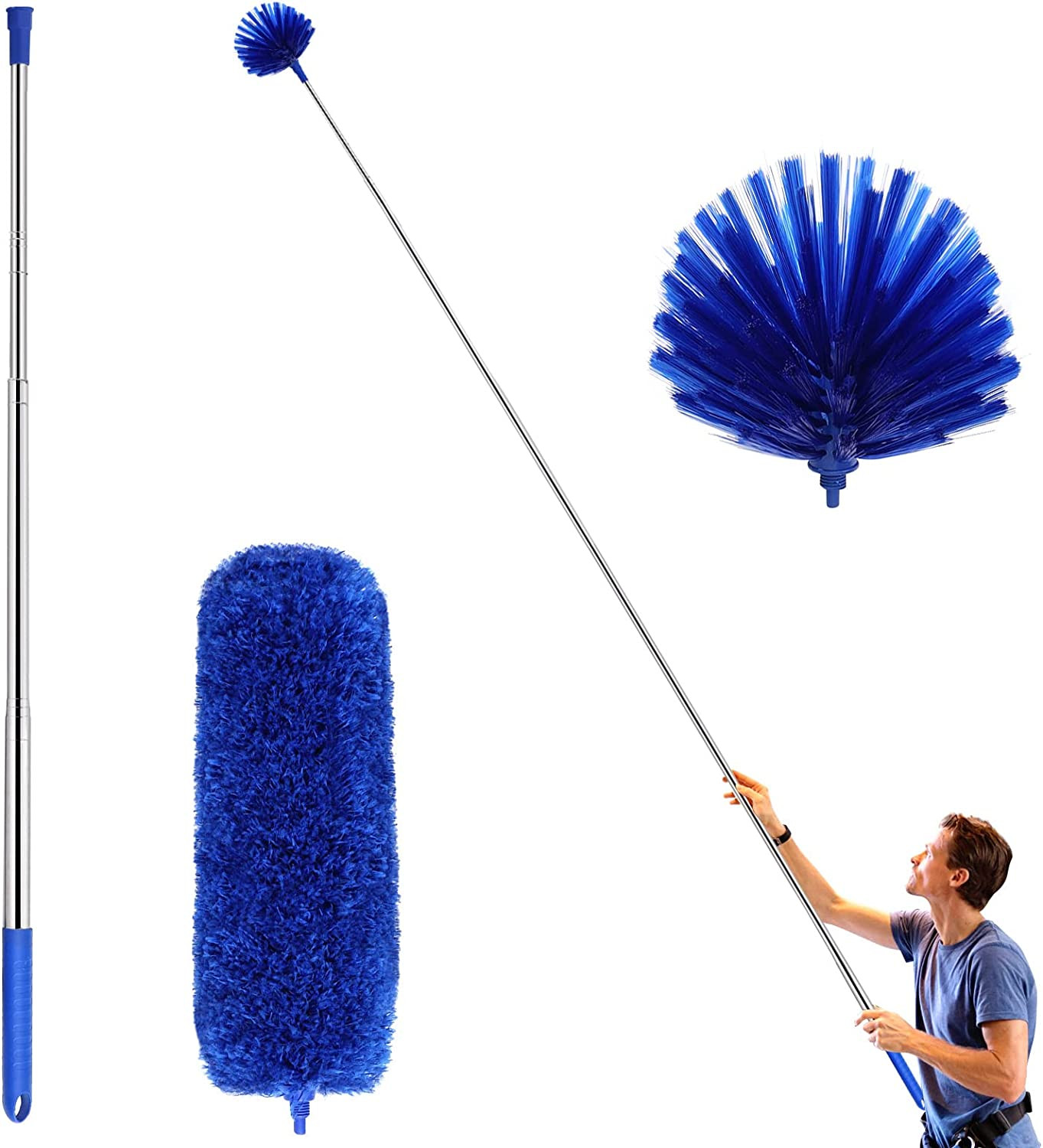 Cobweb Duster with Extensionpole,Dusters for Cleaning with 2 Dusterheads