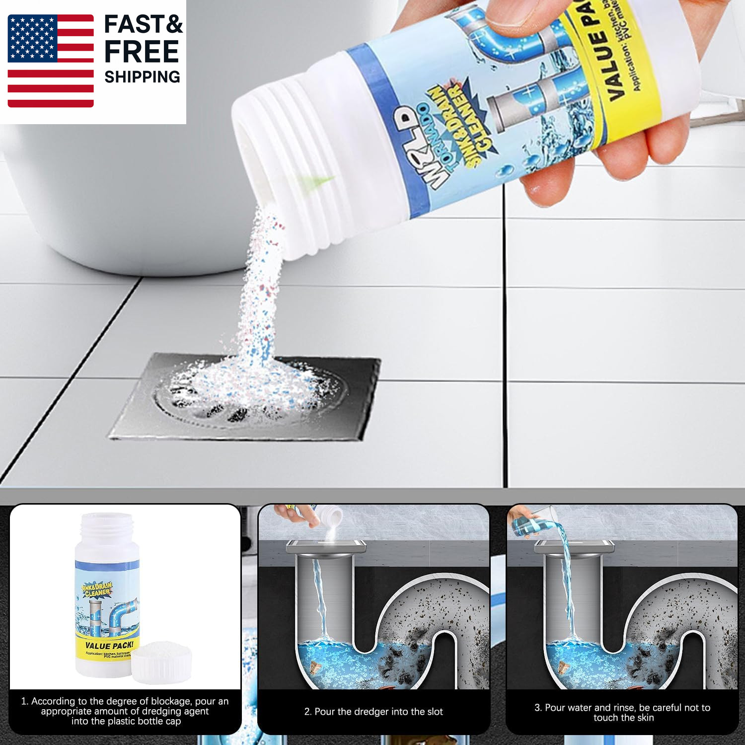 2Pc Wild Tornado Pipe Dredge,Powerful Sink Cleaner for Kitchen Toilet Pipeline