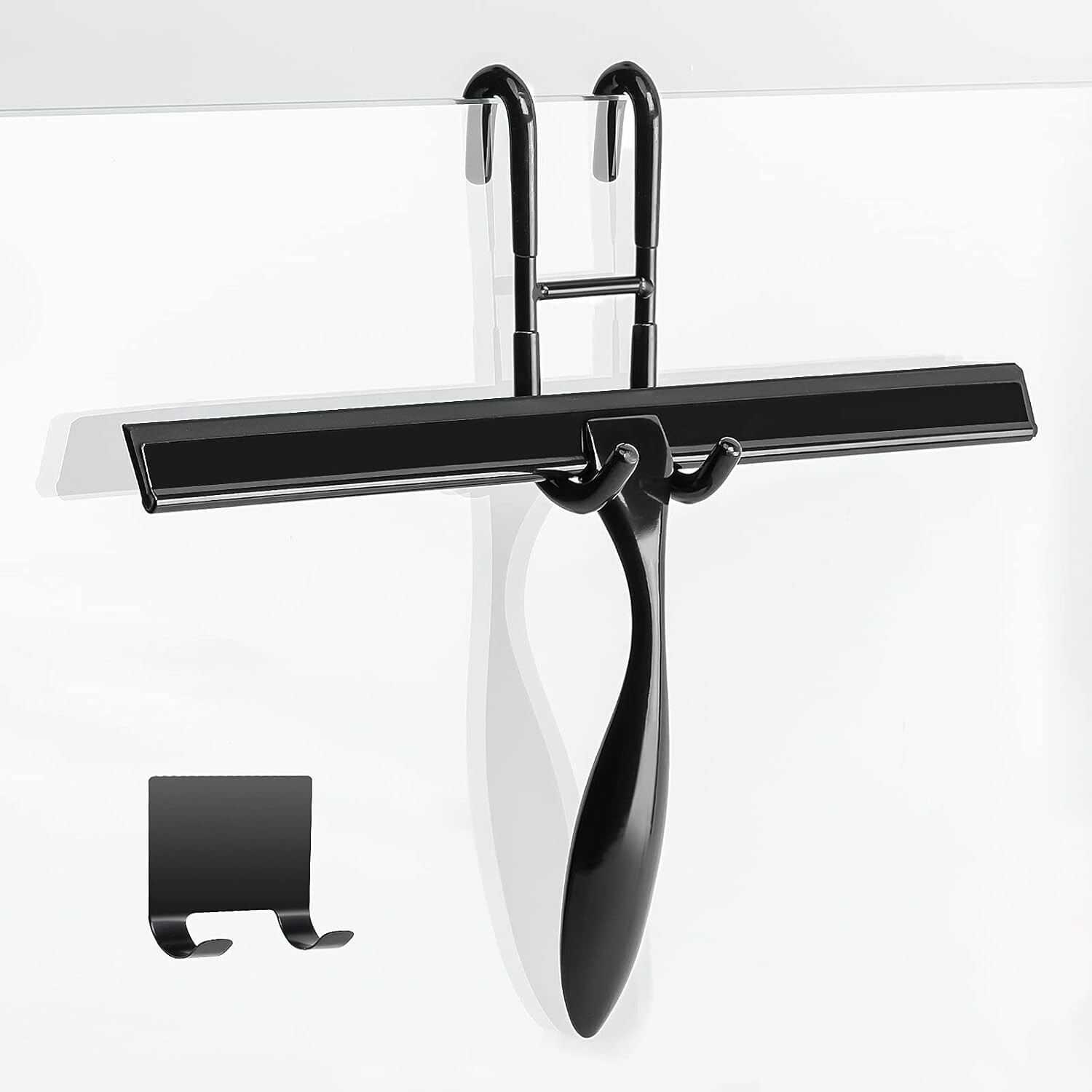 12-Inch Black Shower Squeegee Set with Hook – Streak-Free Cleaning Solution