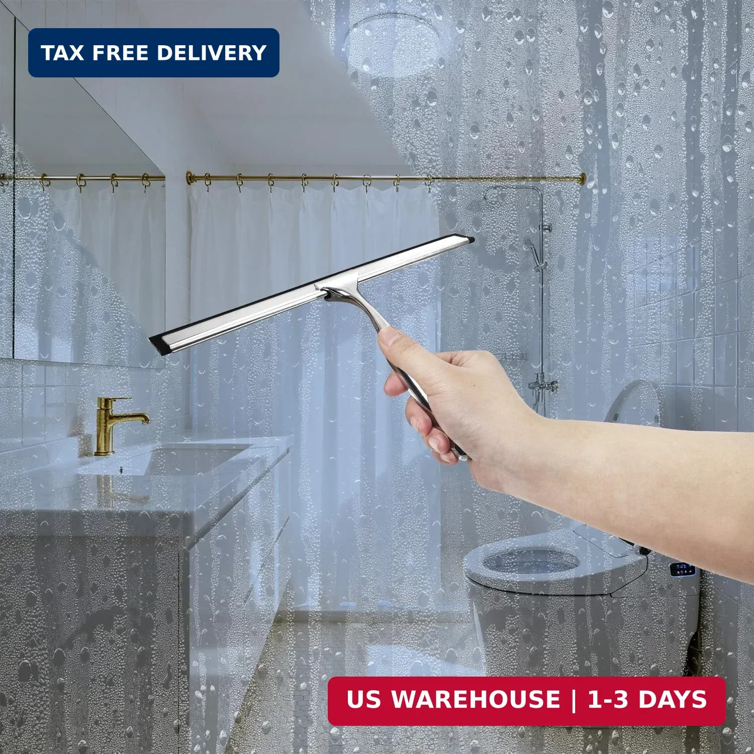 Squeegee for Shower Glass, 10-Inch Shower Squeegee for Glass Doors, All-Purpose