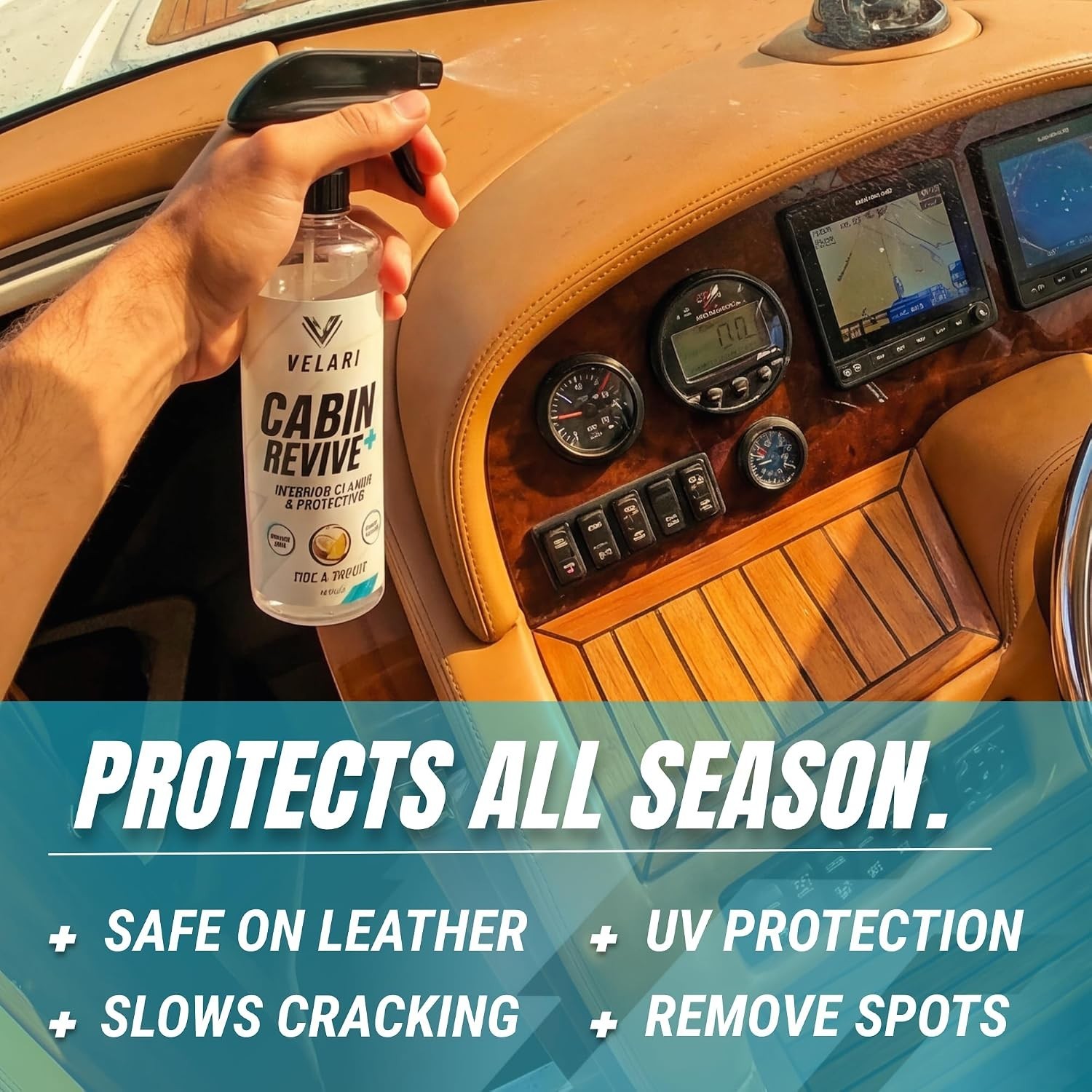 Cabin Revive+ Marine Vinyl Cleaner & Protectant – Boat Interior Cleaner for S…