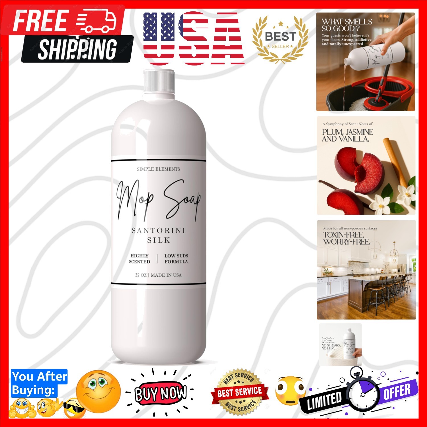 Mop Soap Highly Scented Fragrance, Long Lasting Luxury Floor Cleaner for Hard…