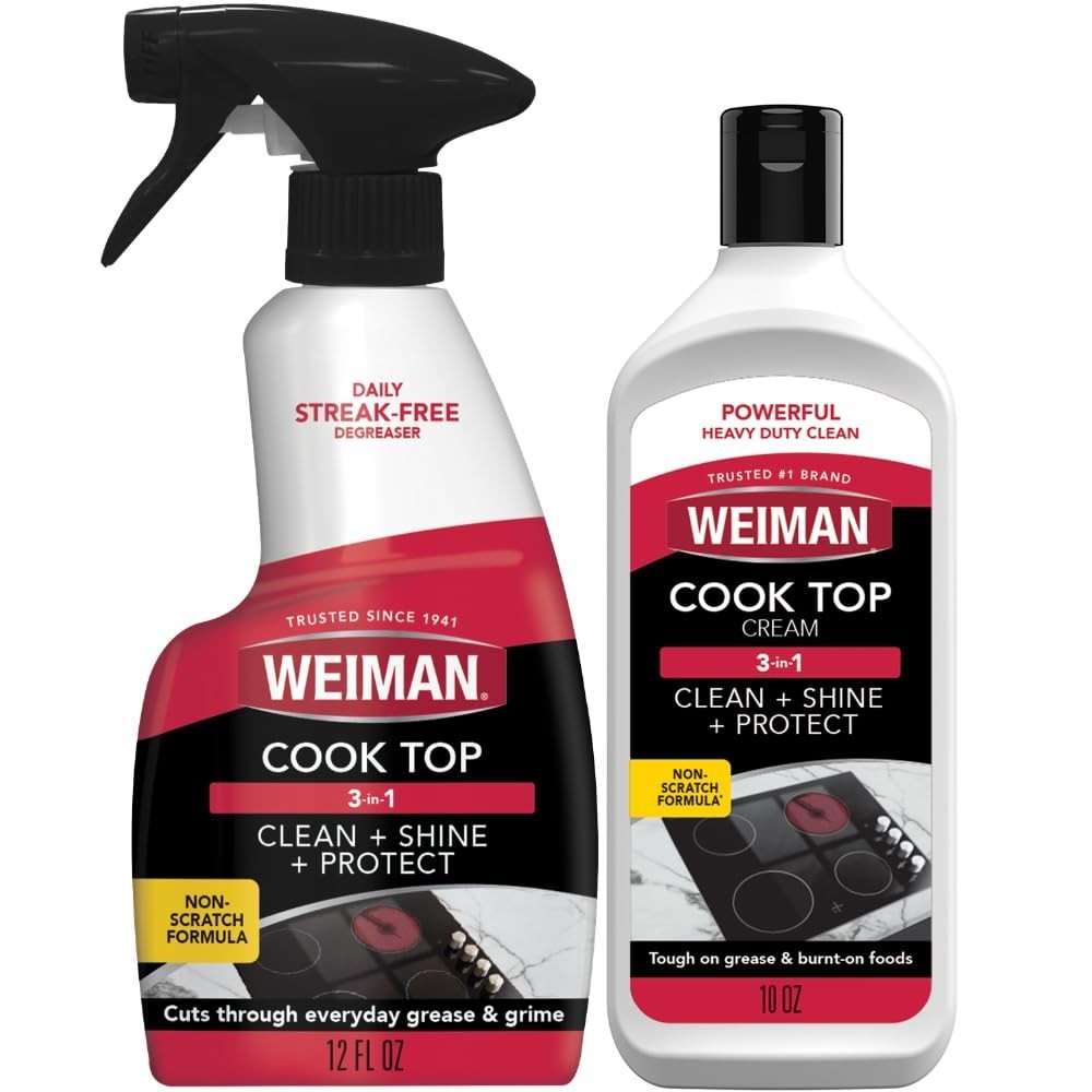 Ceramic & Glass Cooktop Cleaner Kit – Heavy Duty 10oz & 12oz Bundle for Inductio