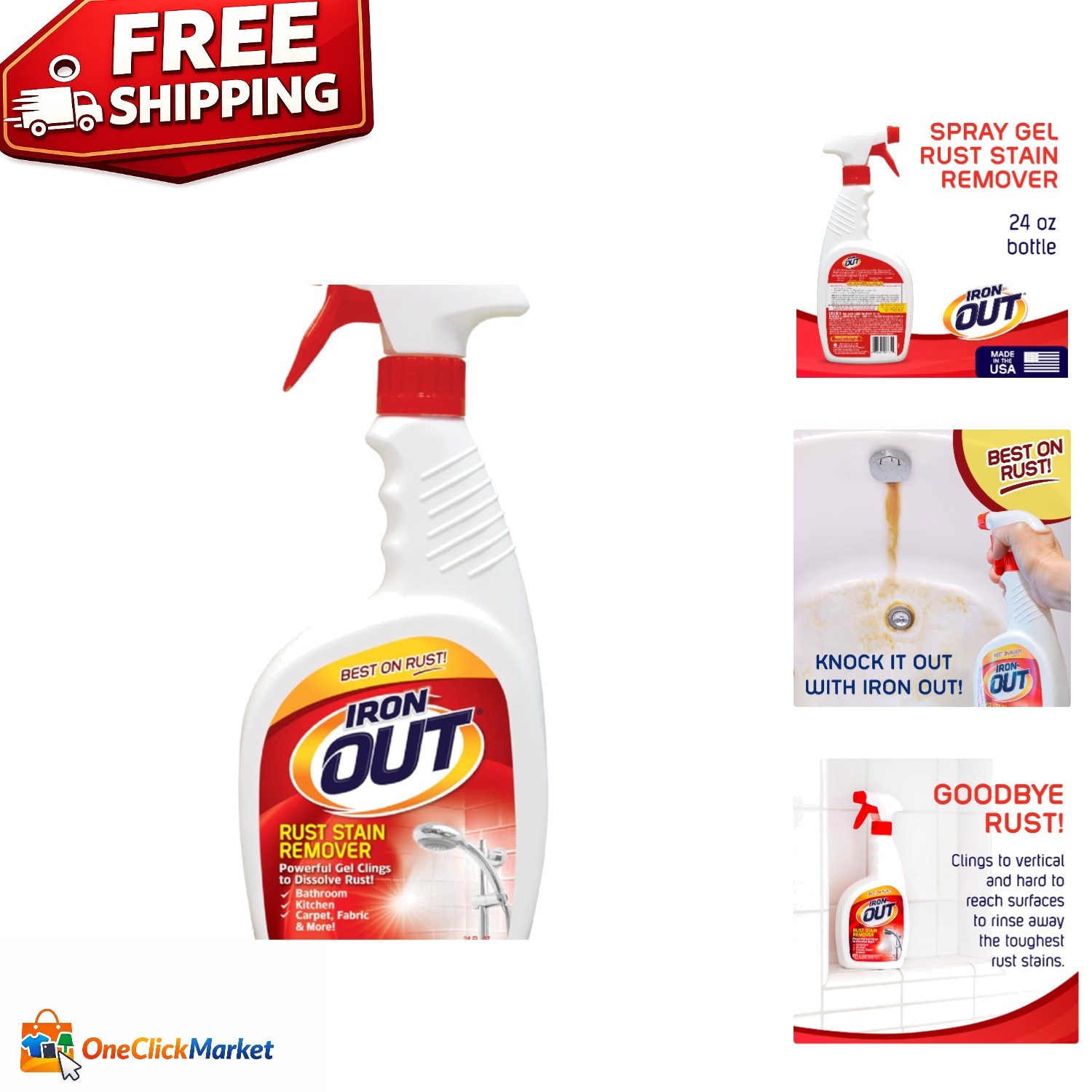 Heavy-Duty Rust Stain Remover Gel – 24oz for Easy, Multi-Surface Cleanup