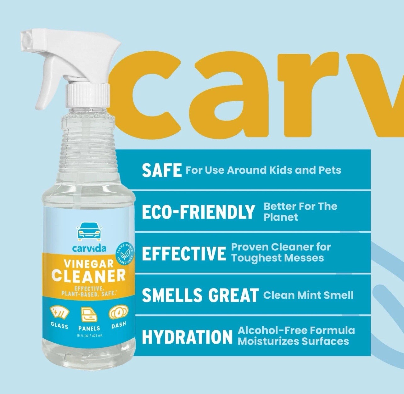 Carvída Vinegar Cleaner, Effective. Plant-Based. Safe. – 16 fl oz / 473 mL