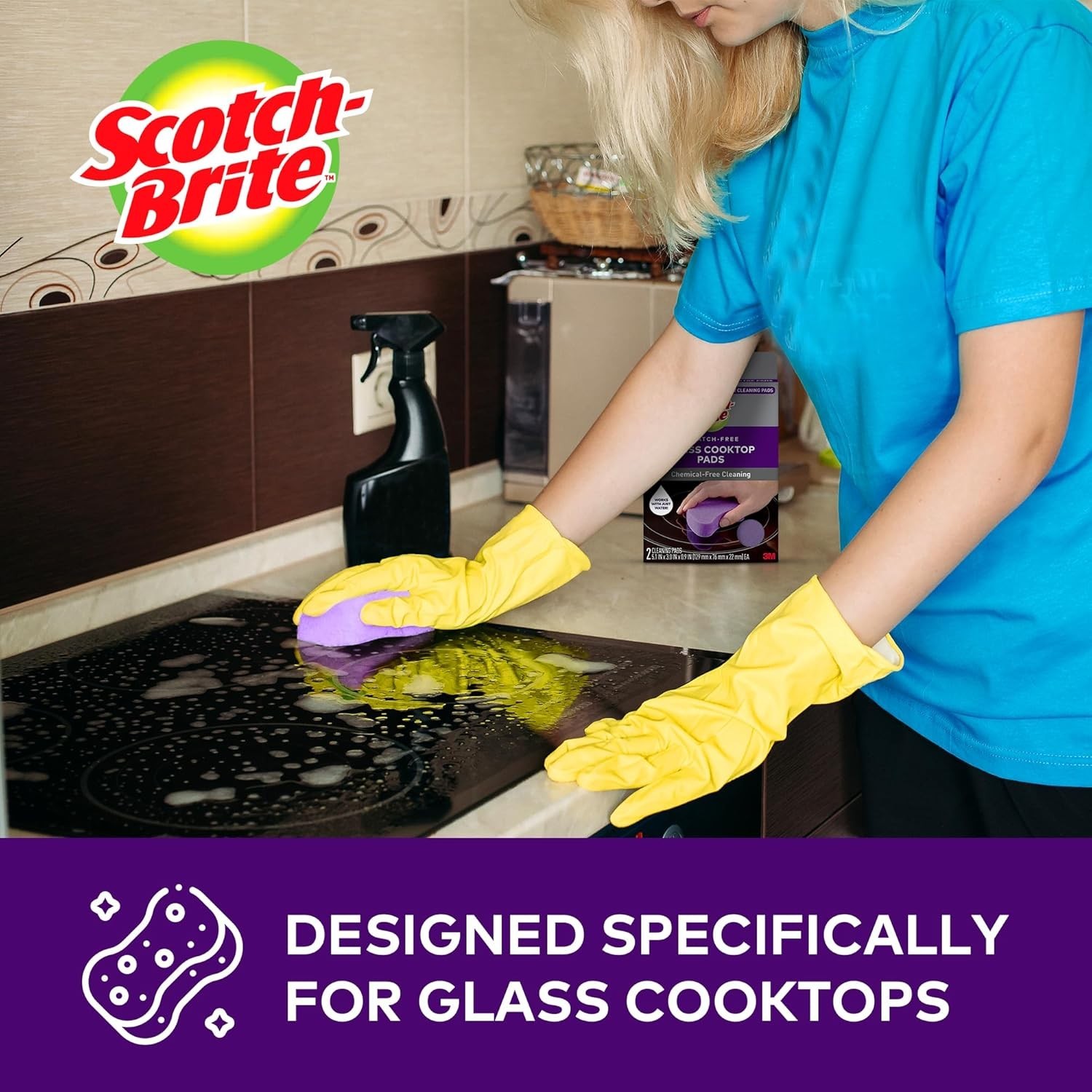 Scratch-Free Cooktop Cleaning Pads, Non-Abrasive Scrubbers for Glass Stovetops