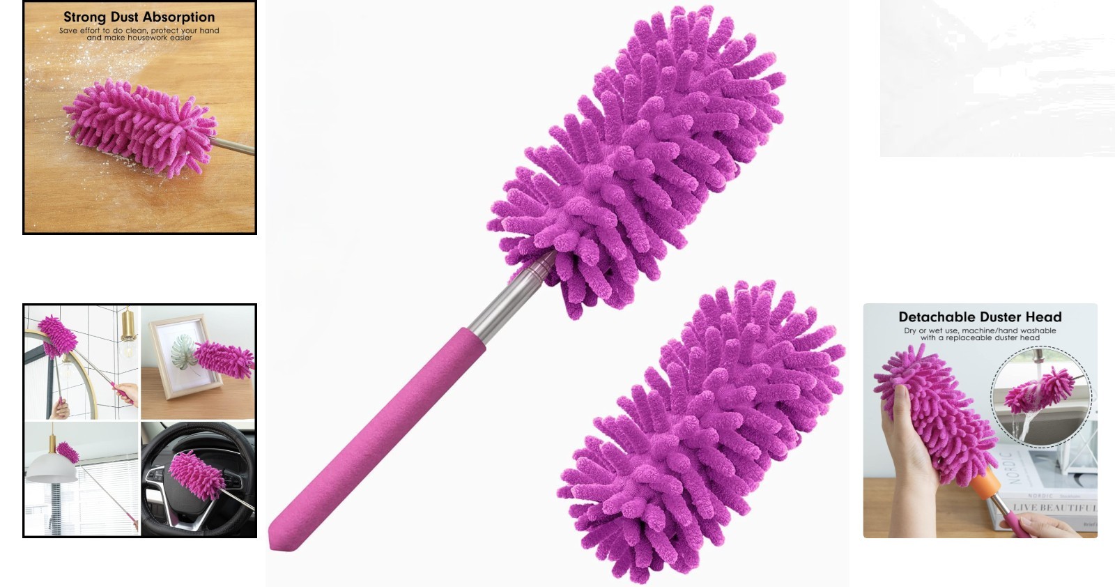 Washable Microfiber Duster with Extendable Pole – Ideal for Home & Car Cleaning