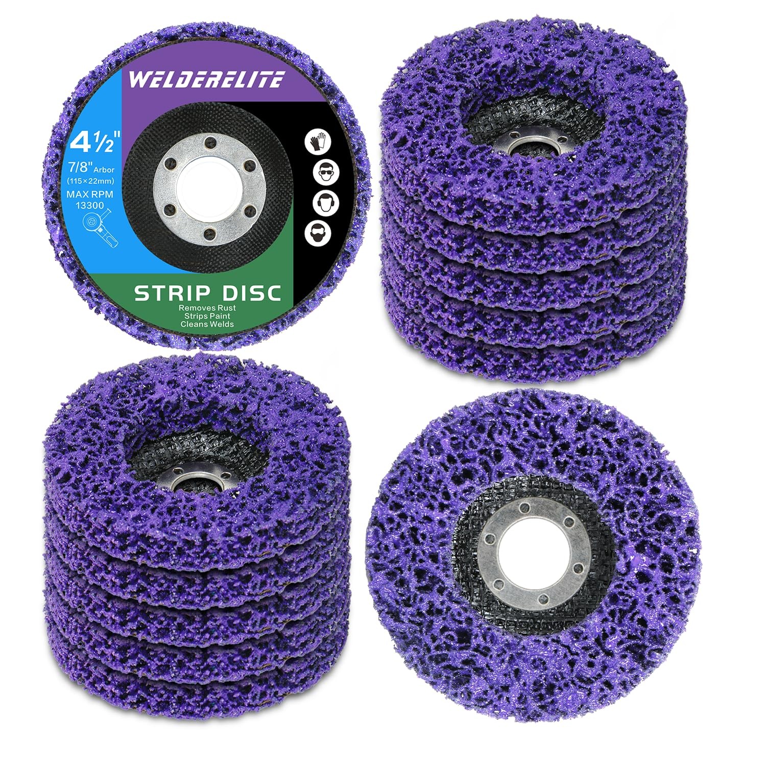 WelderElite Paint Stripping Discs 12-Pack, 4-1/2″ Purple Strip Disc Wheel for…