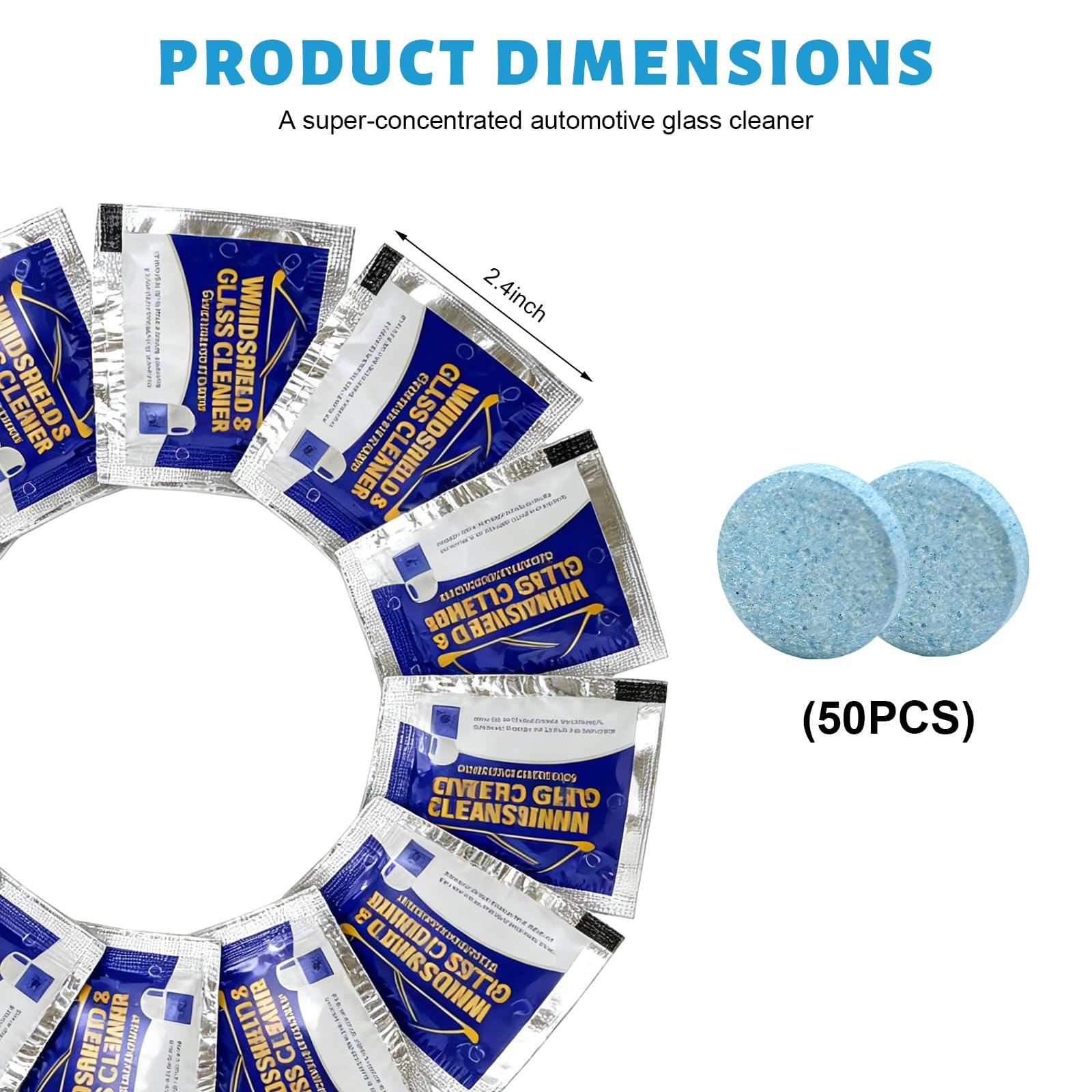 Pxobiug 50 PCS Car Windshield Washer Fluid Concentrate Tablets, Windshield Wi…