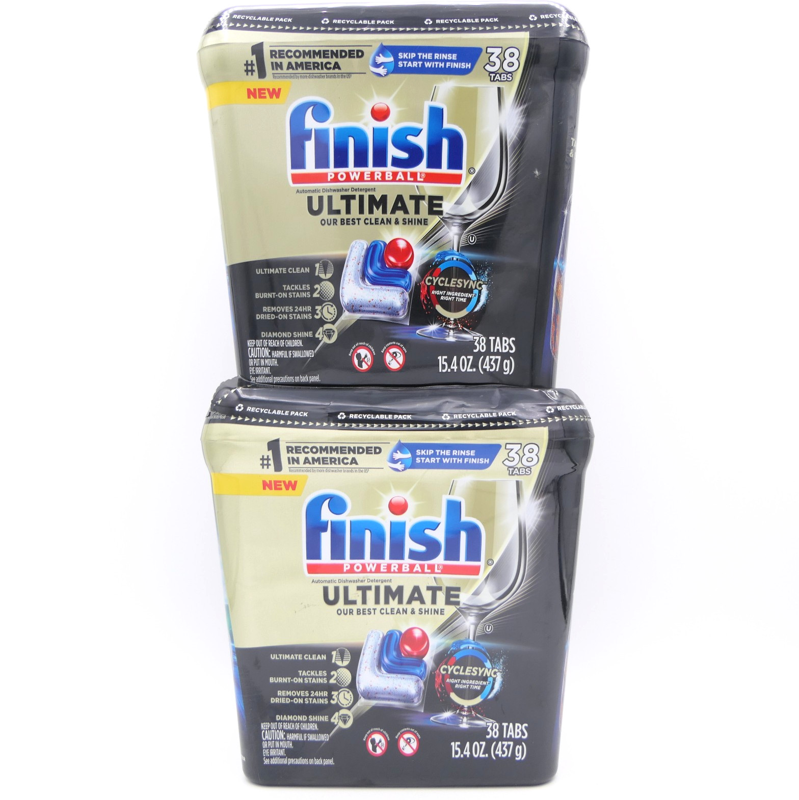 Finish Powerball Ultimate Automatic Dishwasher Detergent Tabs 2 Tubs of 38 Each