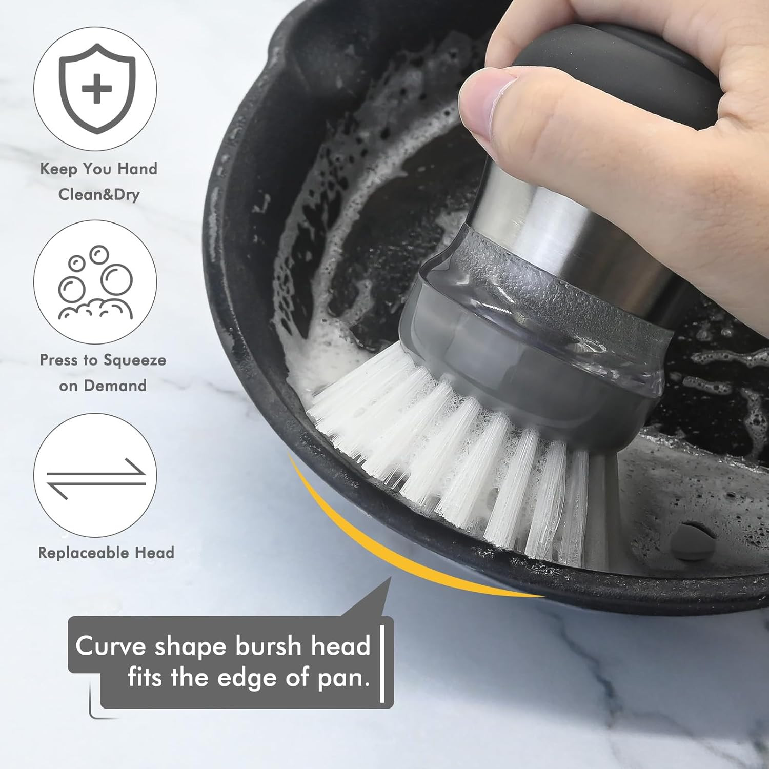 Palm Brush Refills for OXO Steel Soap Dispensing Dish Brush – 4 Pack Cleaning Re