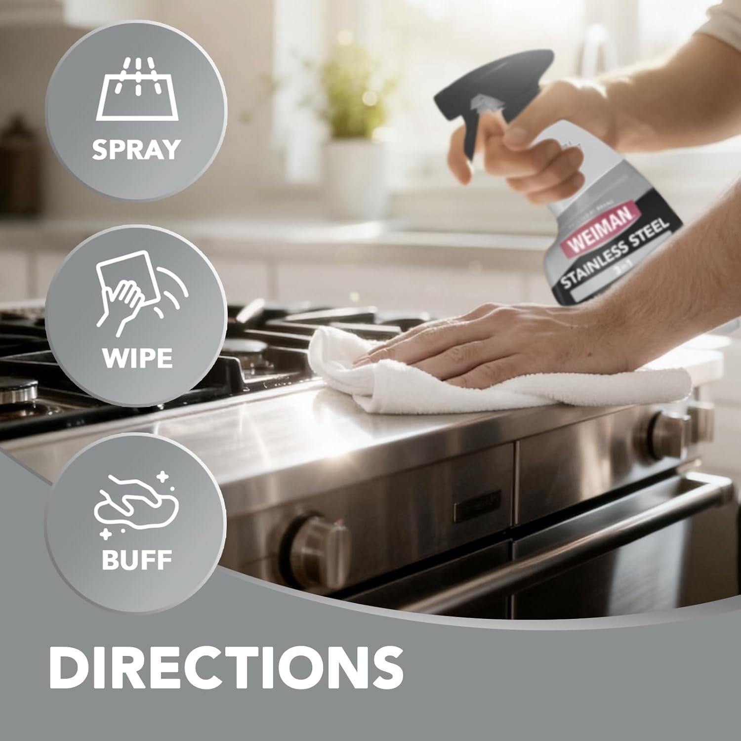 Citrus Scent Stainless Steel Cleaner – 22 Fl Oz Bundle for Appliances with Cloth