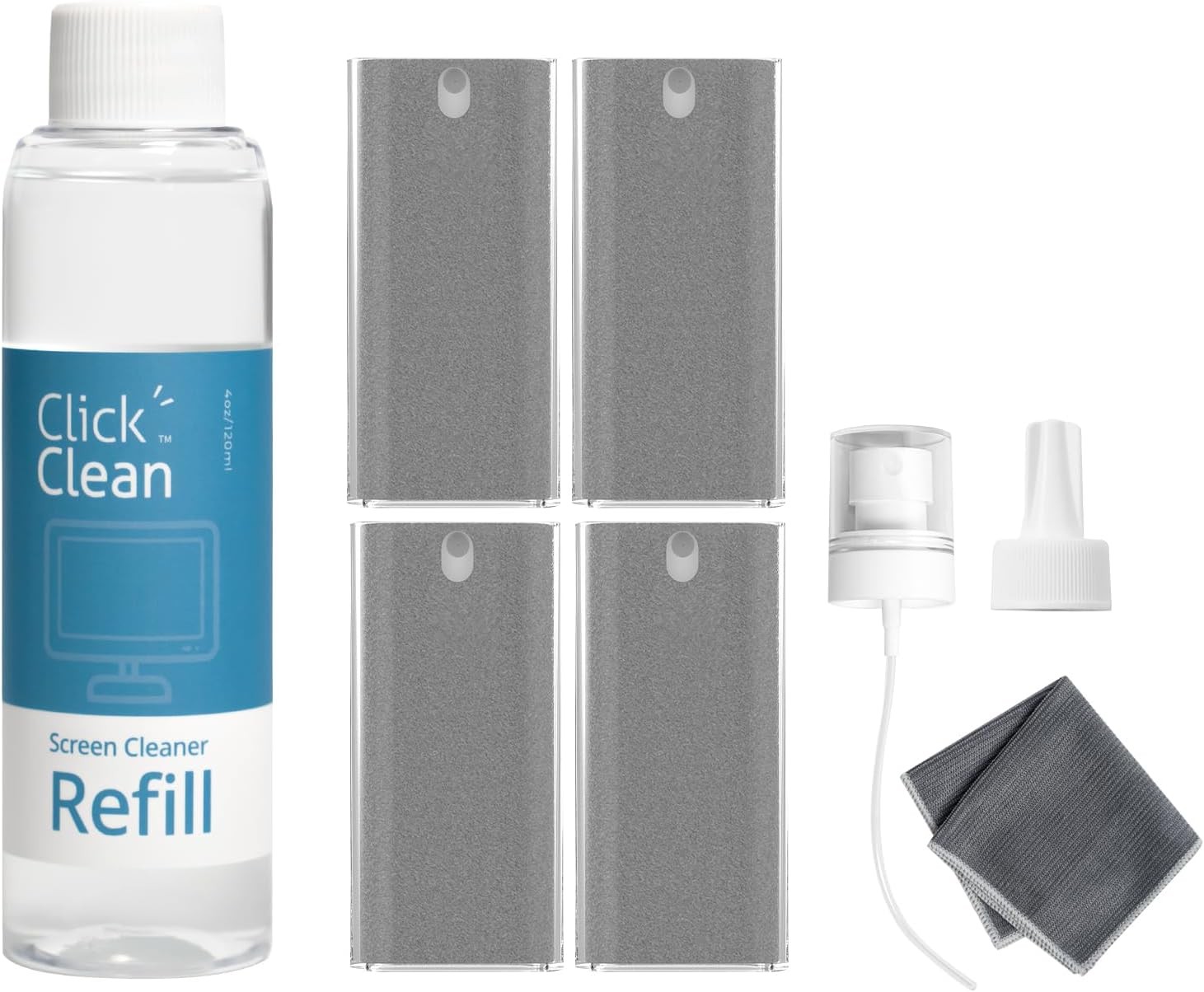 Screen Cleaner Refill Kits 4 oz Cleaner Refill & 1 Microfiber Cloth(7.8 x 7.8in