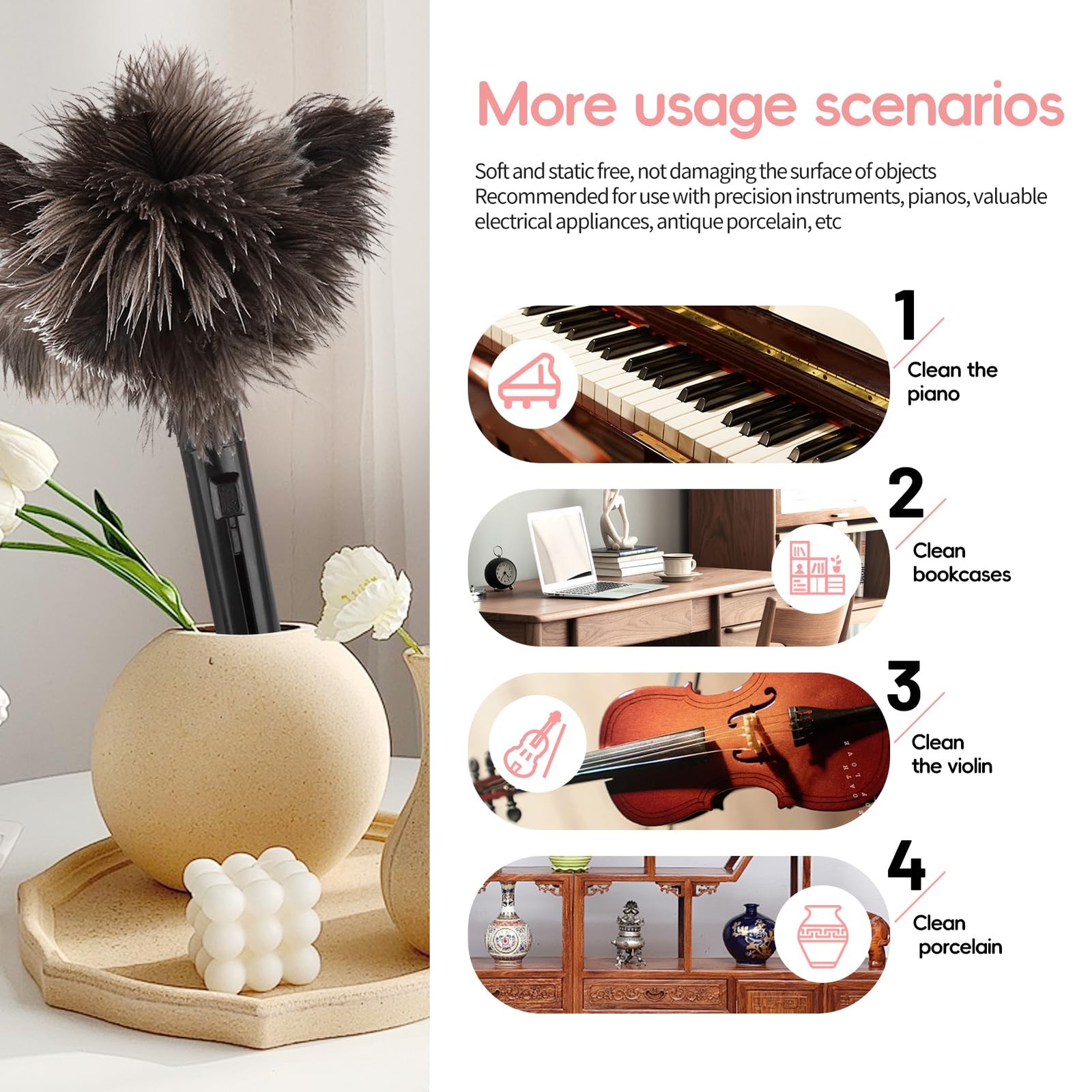 Retractable Feather Duster-Genuine Ostrich Style a – 1 Pcs