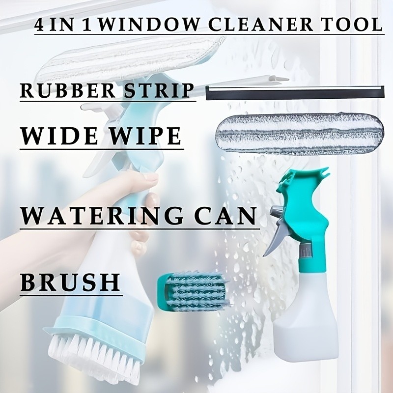 4-in-1 Window Cleaning Tool Kit with Sprayer Glass Mirror Tile Multi-Surface NEW