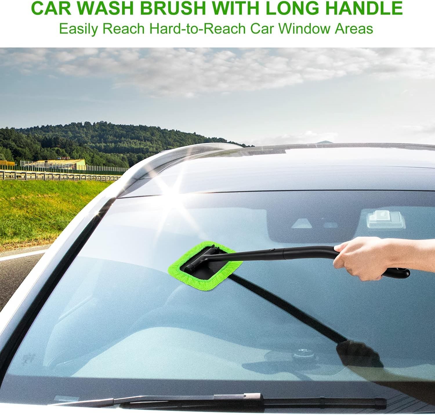Xindell Windshield Cleaner Tool – 17in, Green Rectangle