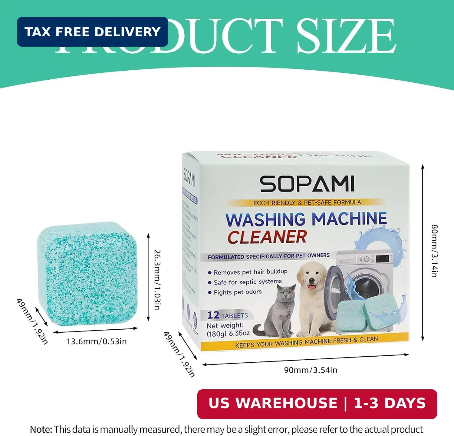 SOPAMI Washing Machine Cleaner Tablets 24-Pack (12 Month Supply) for HE/Top/Fron