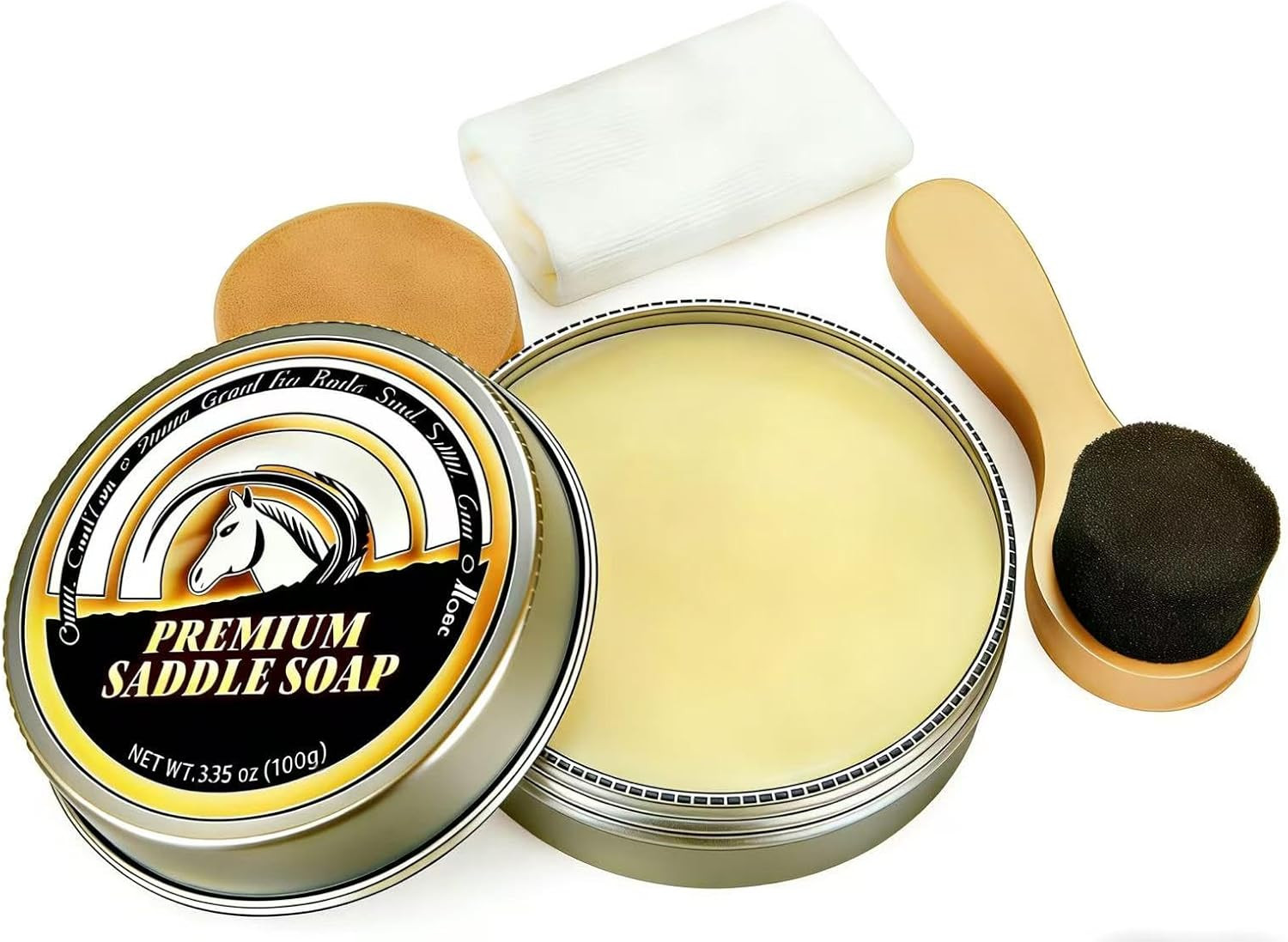 Saddle Soap for Leathe – All-Natural 3-In-1 Leather Cleaner & Conditioner Kit wi