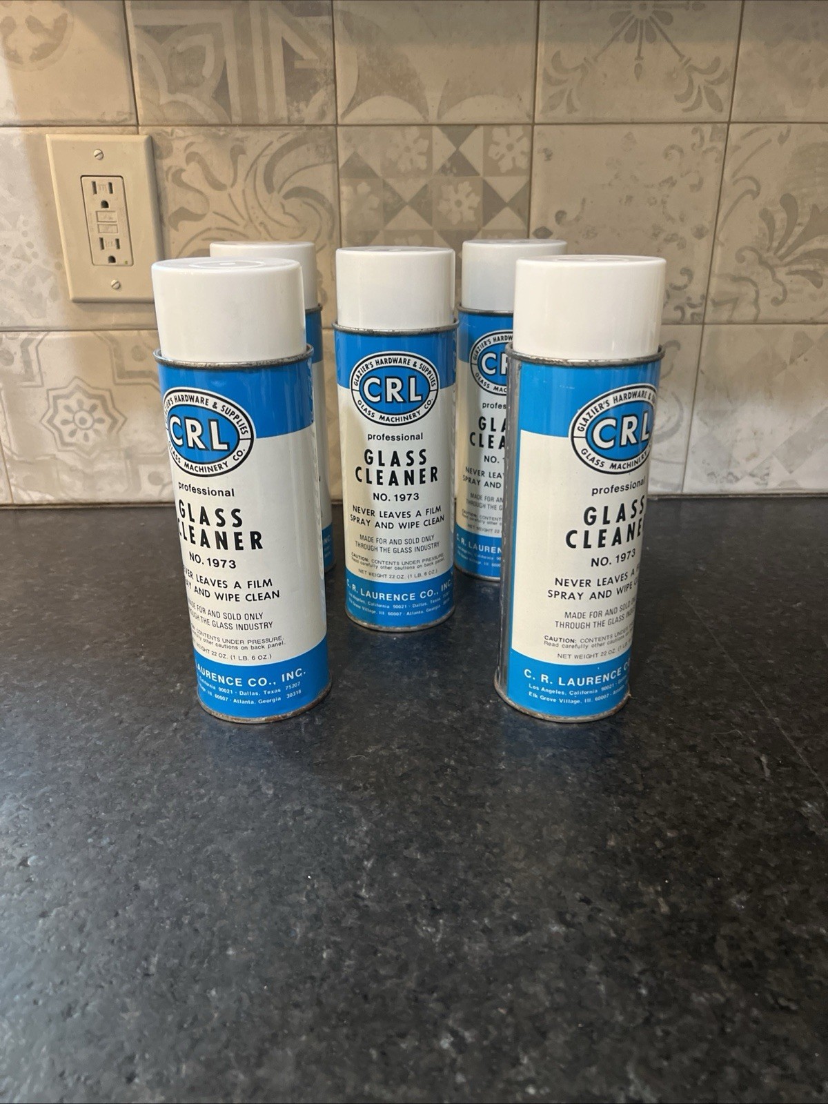 Lot of 5 – 22 oz each CRL 1973 Aerosol Glass Cleaner