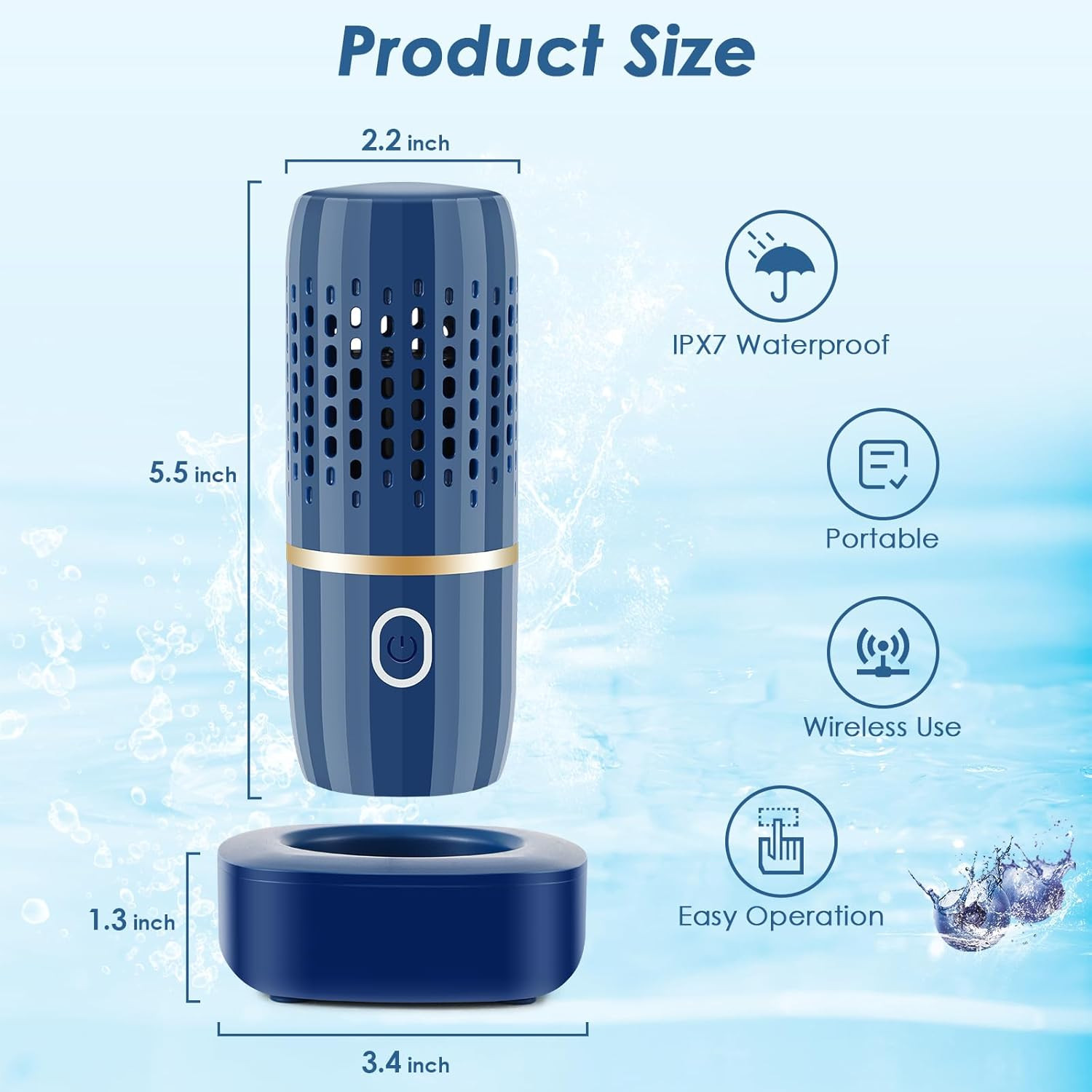 Fruit and Vegetable Purifier Washer Machine OH-Ion Wireless Food Cleaner Blue