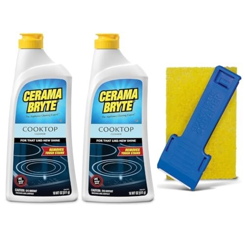 Cooktop Cleaner 18 oz 2-Pack with Scraper Pad – Streak-Free, Heavy-Duty Formula
