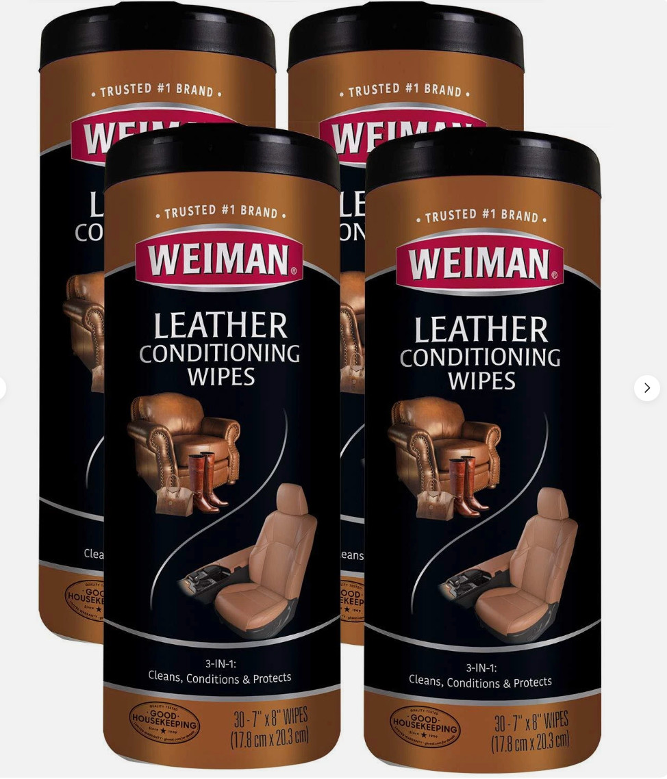 (4 PACK) Weiman 120 Count Leather Cleaning Wipes