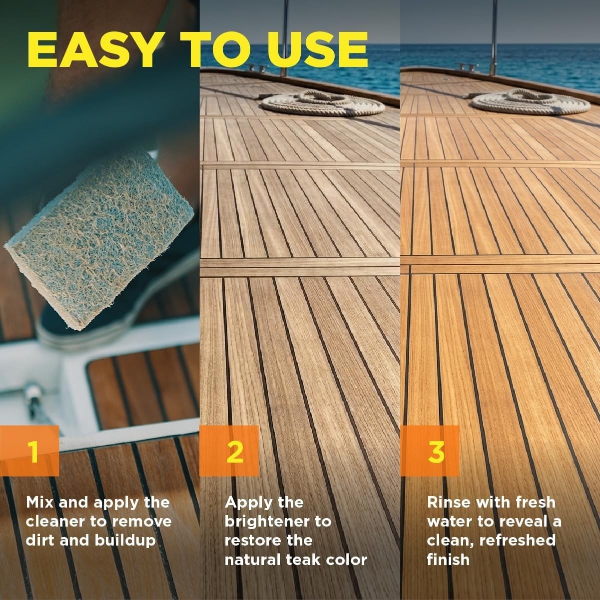 DITEC Teak Magic, Two-Step Gel Teak Cleaner and Brightener, Restores Wood