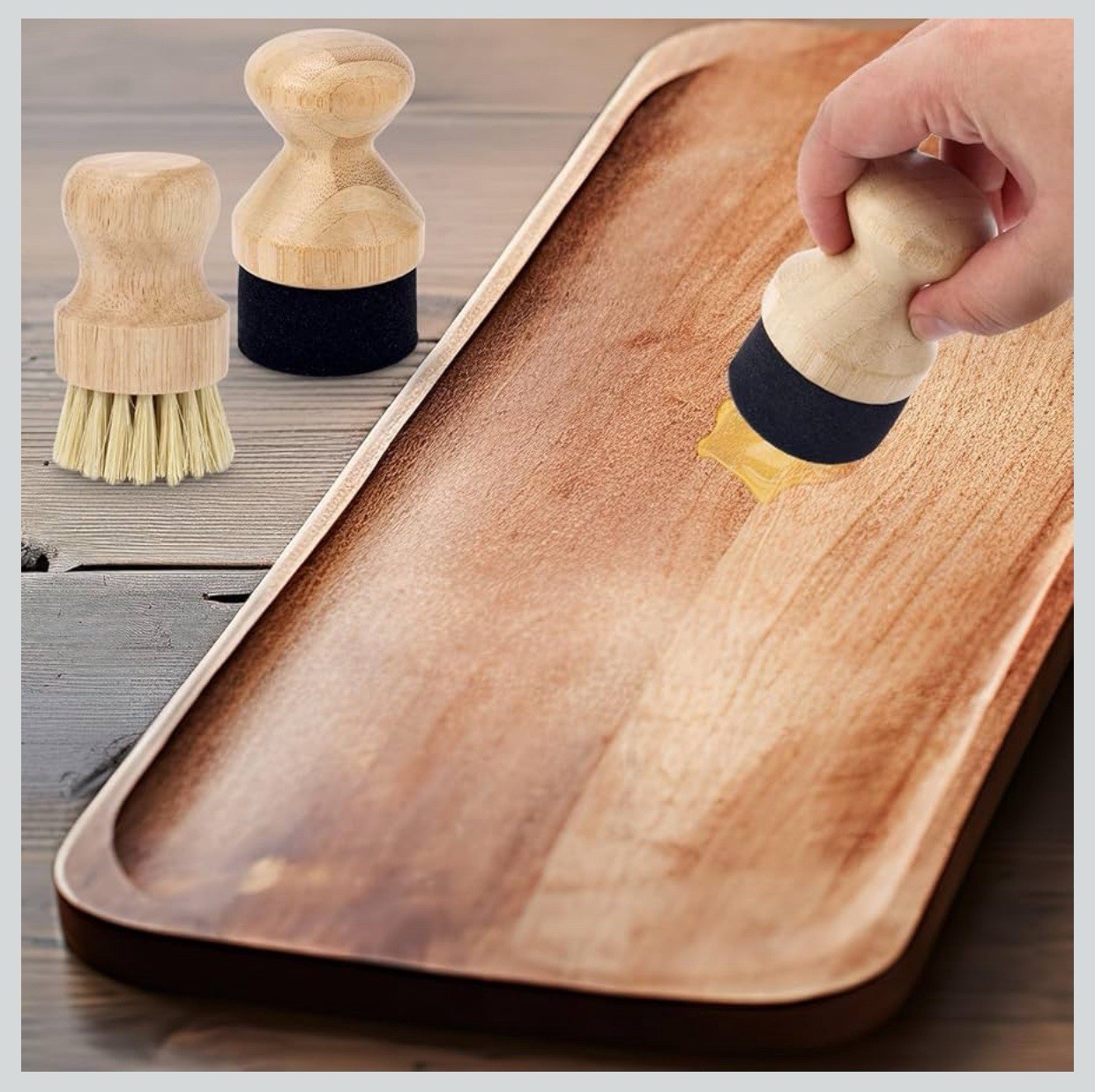 Wood Cutting Board Oil Wax Applicator & Scrub Brush-Butcher Block Cleaning Tools