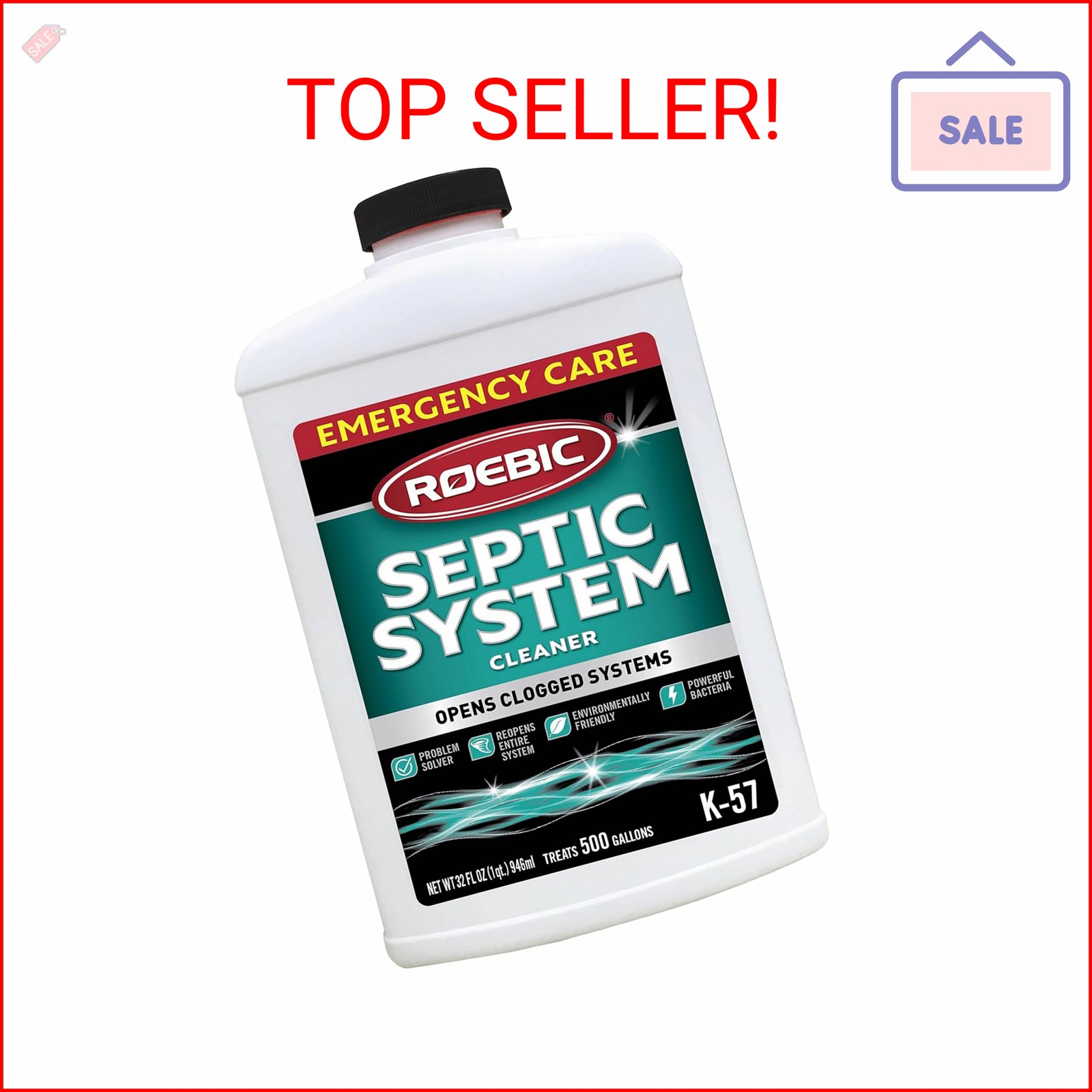 Roebic K-57-Q Septic System Cleaner: 32 Ounces, Cleans and Maintains Septic Syst