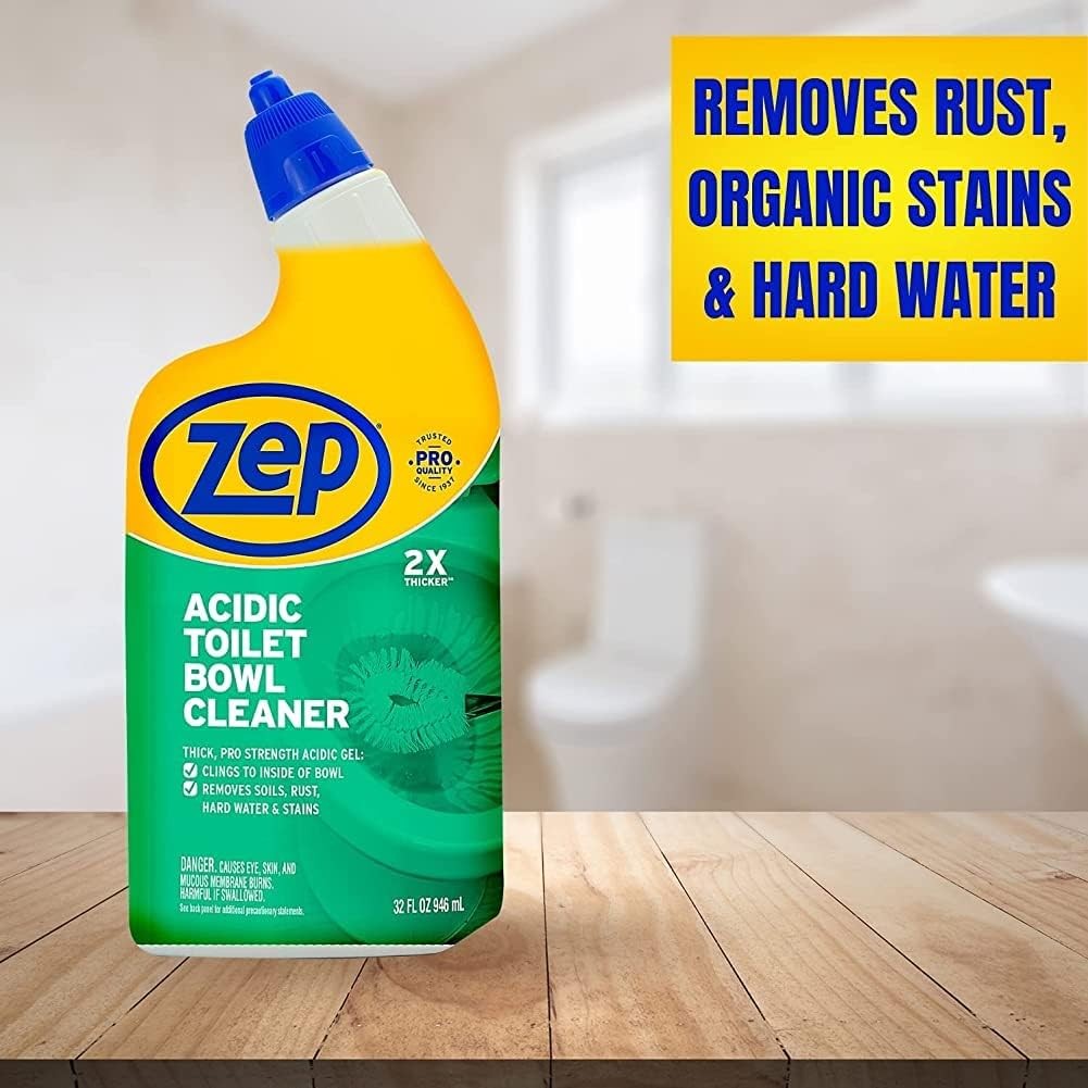 Zep Acidic Toilet Bowl Cleaner 32 oz 4-Pack – 2x Thicker Clinging Formula