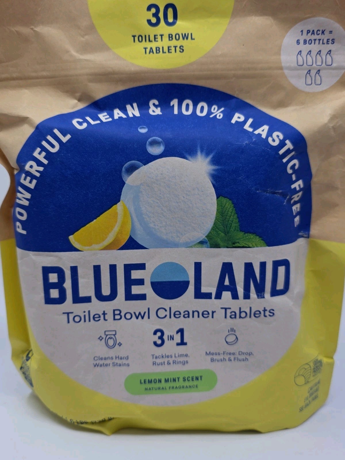 Blueland Toilet Bowl Cleaner Tablets, Lemon Mint, 30-count